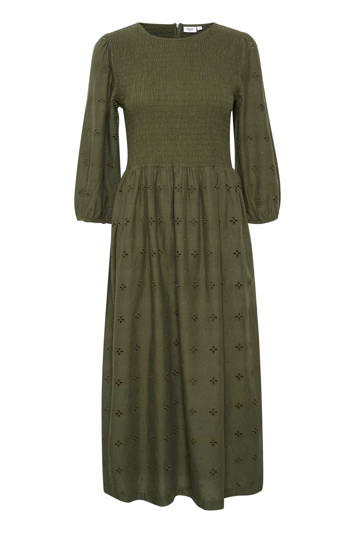 Abby Broderie Detail Midi Dress - Grape Leaf