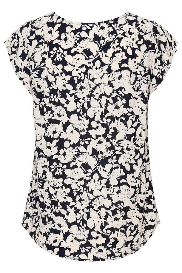 Blanca Adele Short Sleeve Blouse - Night Sky Porcelain Blooms - Image 6