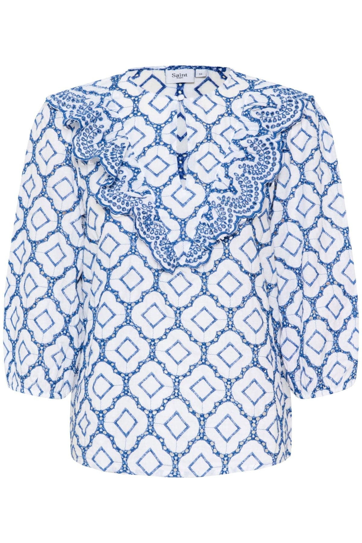 Ceze Broderie Anglaise Blouse - Dutch Blue/White