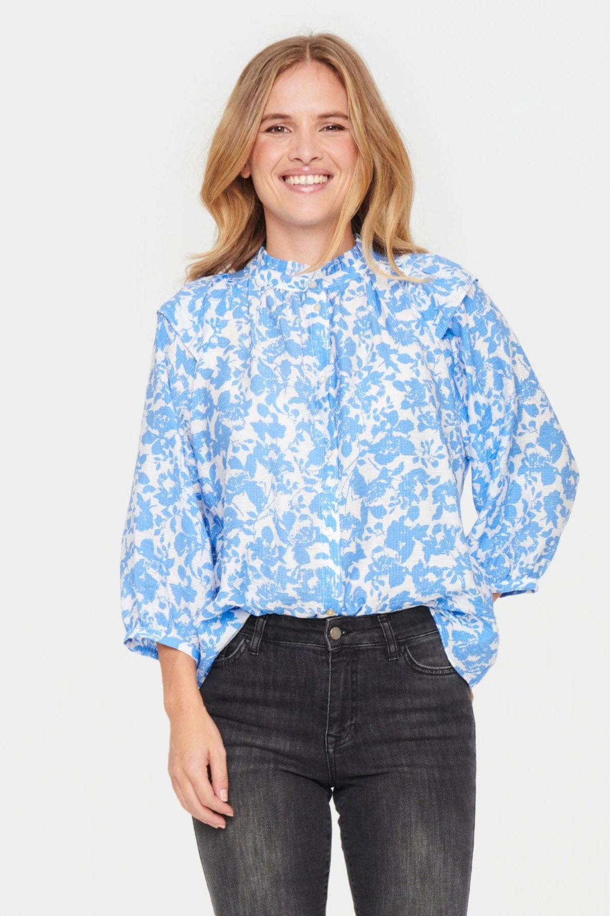 Daphne Printed Blouse - Ultramarine Porcelain Blooms - Image 3