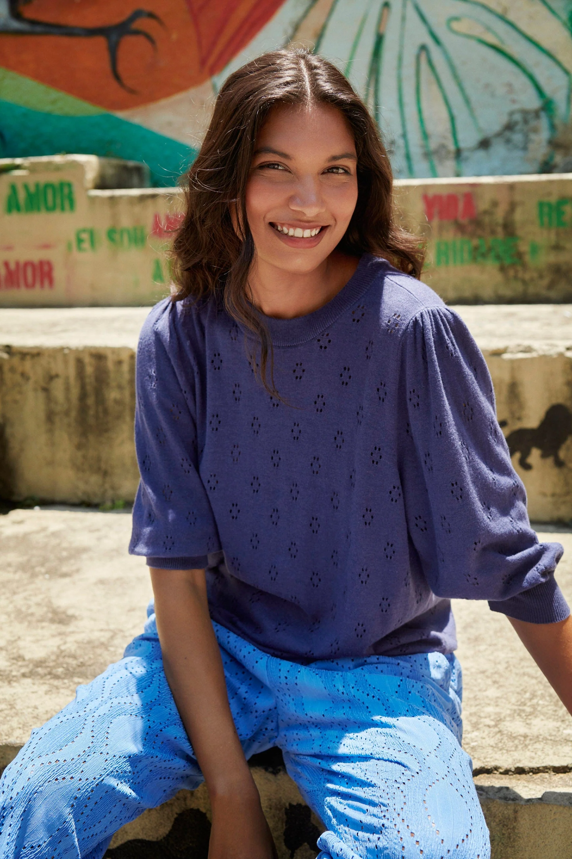 Doony Short Sleeve Knitted Jumper - Patriot Blue - Image 8