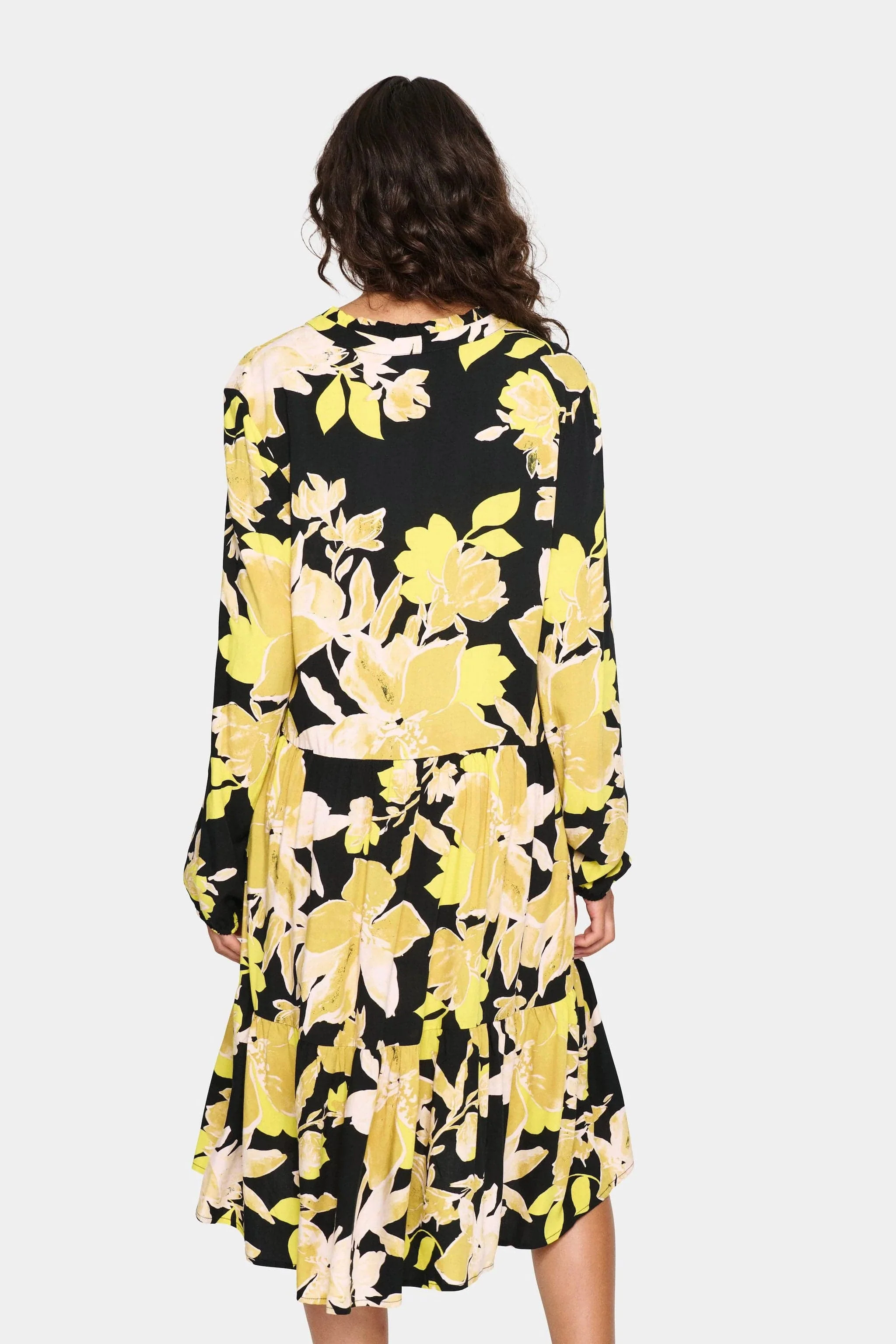 Eda Long Sleeve Printed Dress - Black Burnished Florals - Image 3