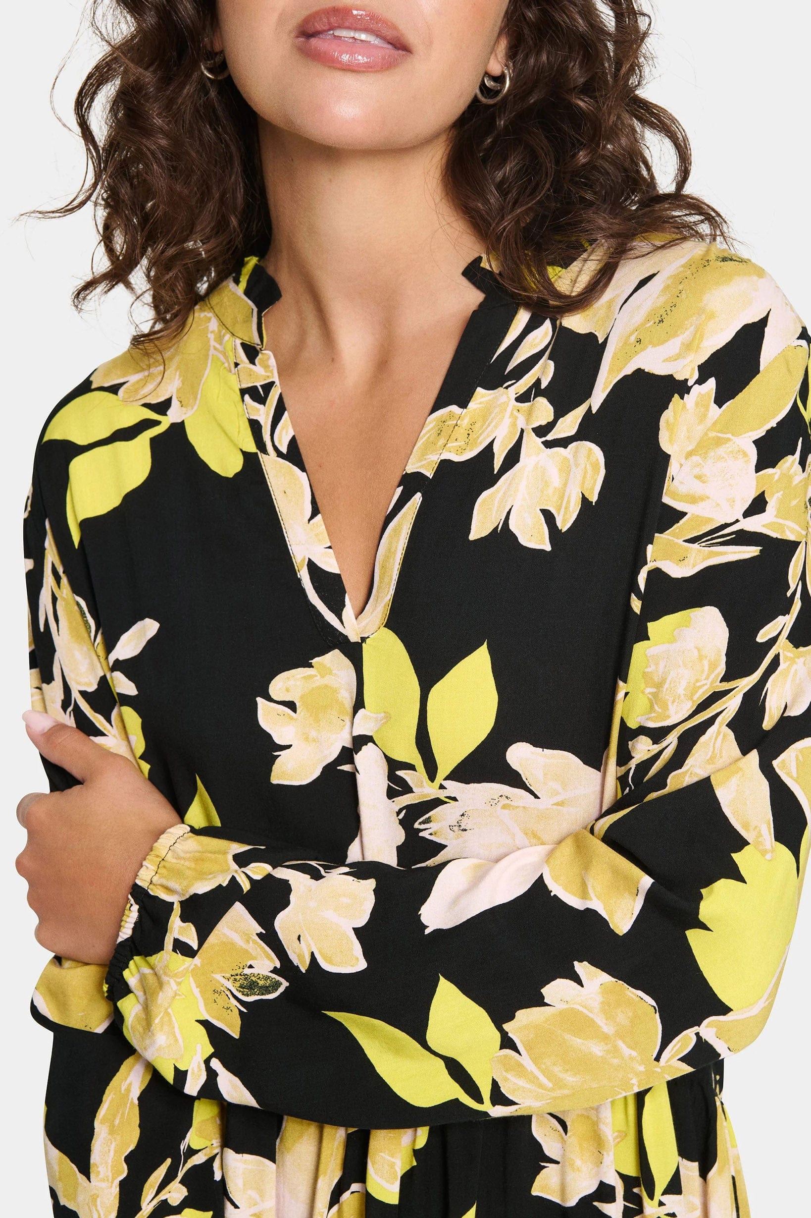Eda Long Sleeve Printed Dress - Black Burnished Florals - Image 4
