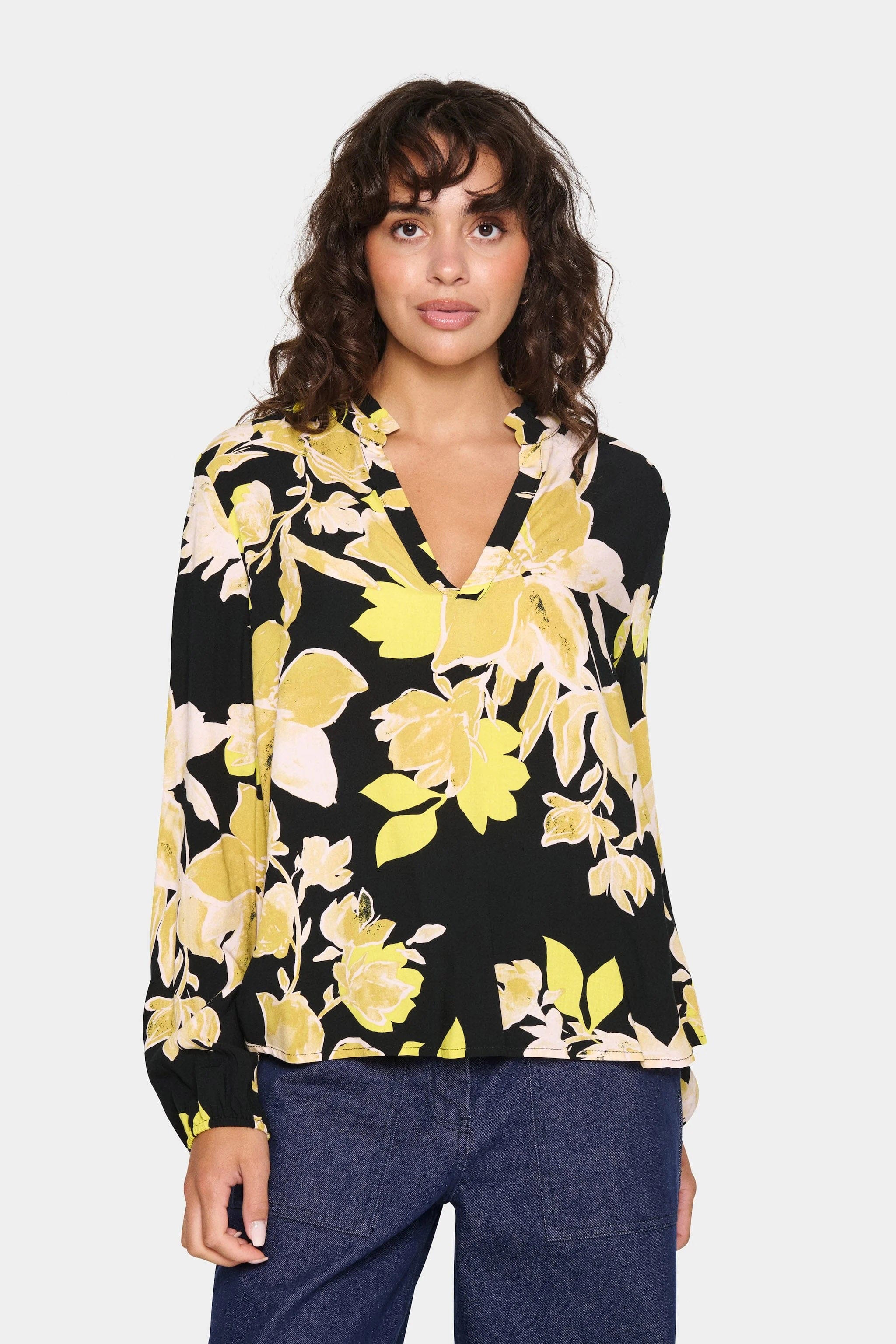 Eda Printed Blouse - Black Burnished Florals - Image 2