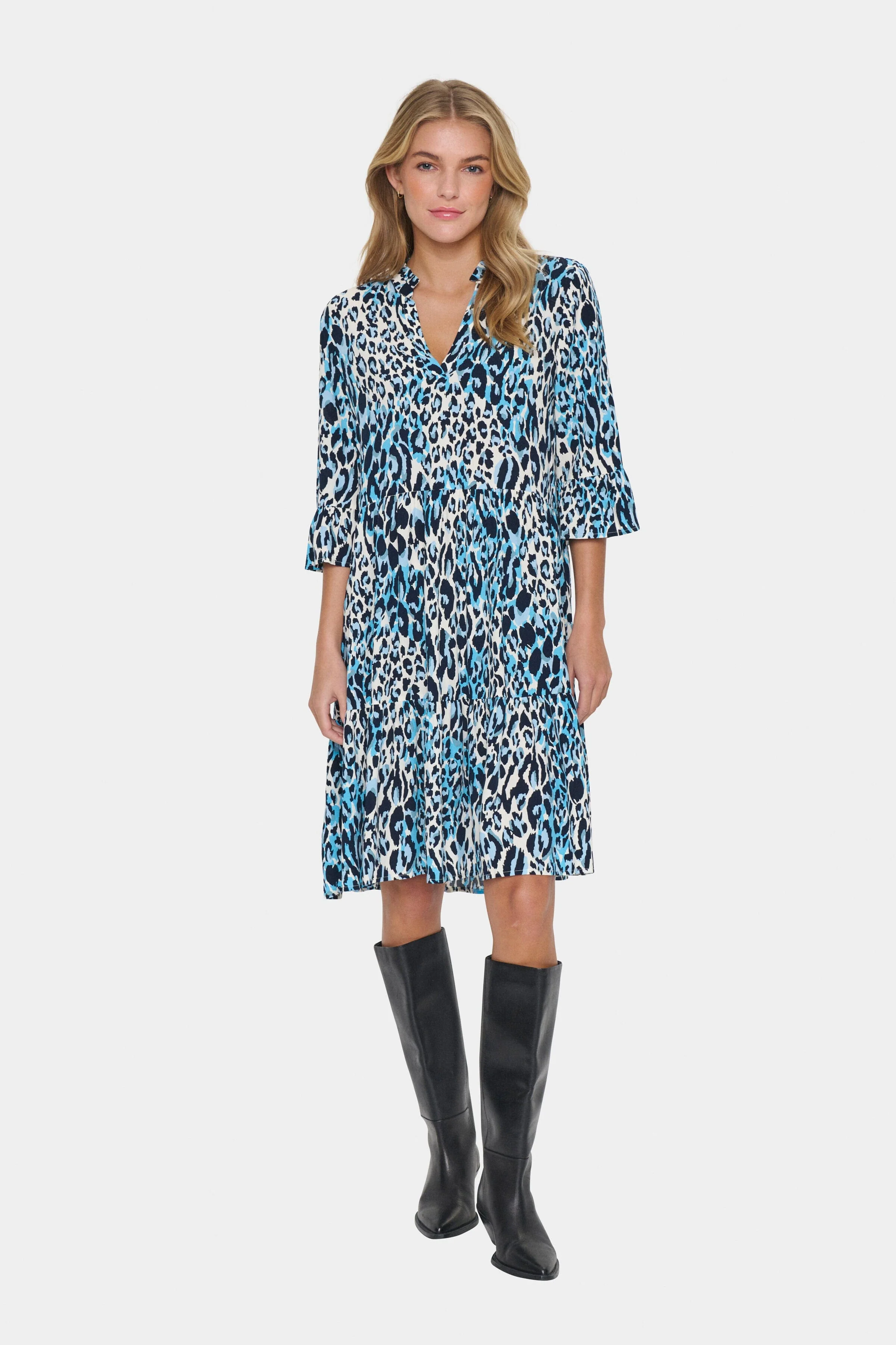 Eda Printed Dress - Baby's Breath Blue Animal - Image 3