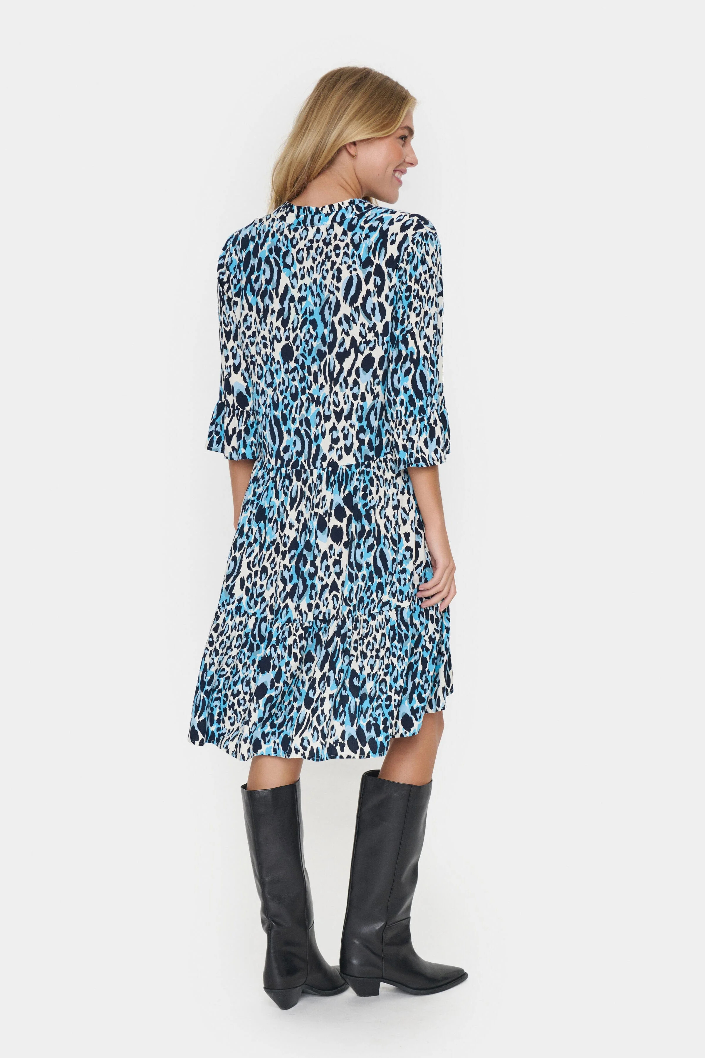 Eda Printed Dress - Baby's Breath Blue Animal - Image 4