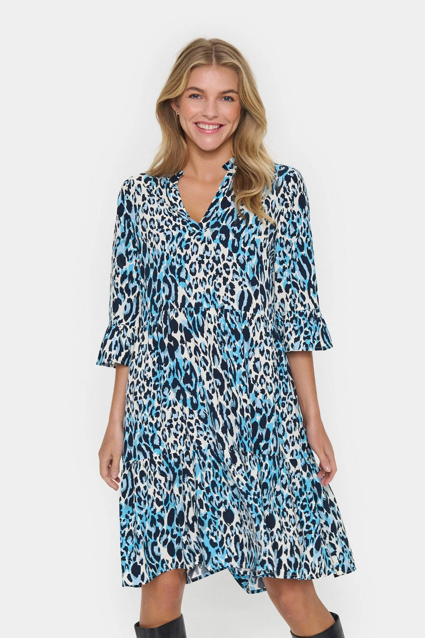 Eda Printed Dress - Baby's Breath Blue Animal - Image 5