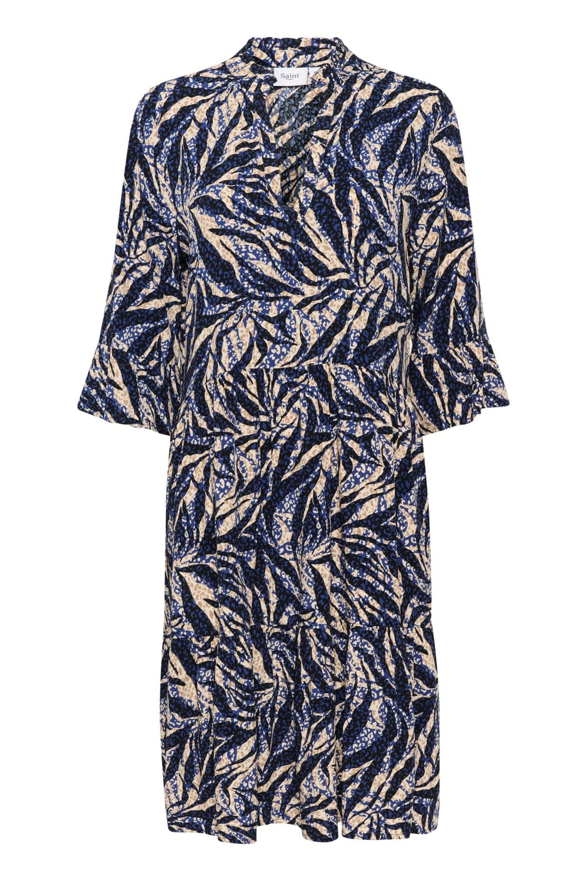 Eda Printed Dress - Black Zebra Leaves