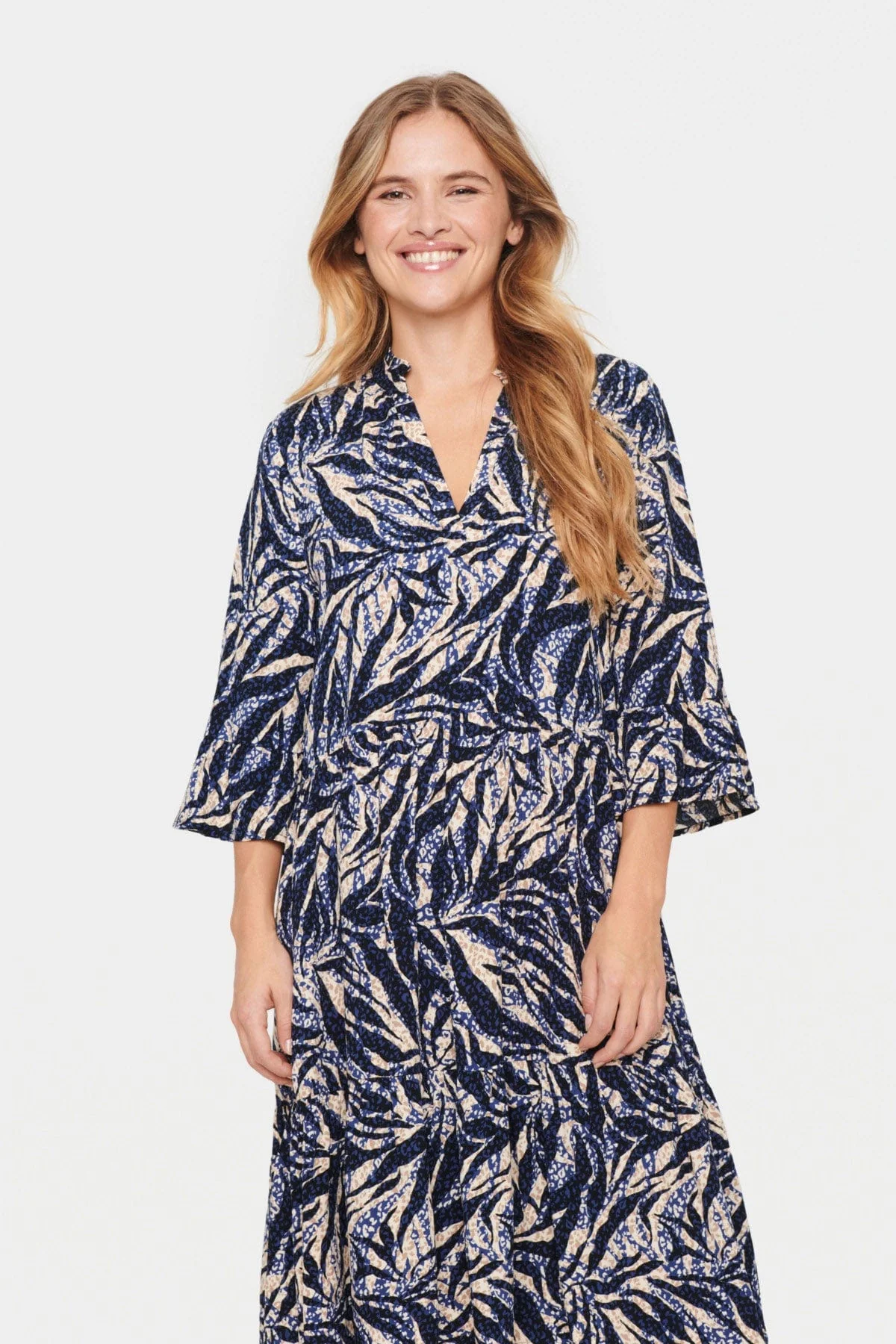 Eda Printed Dress - Black Zebra Leaves - Image 3