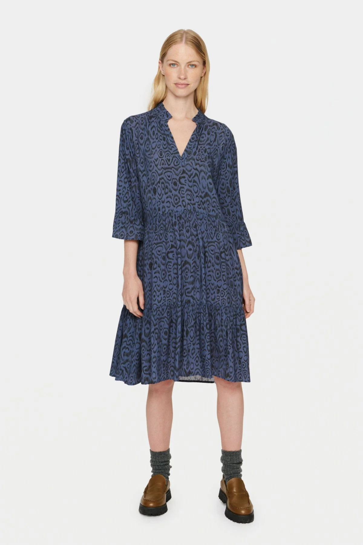 Eda Printed Dress - Ombre Blue Big Nature Verse - Image 3