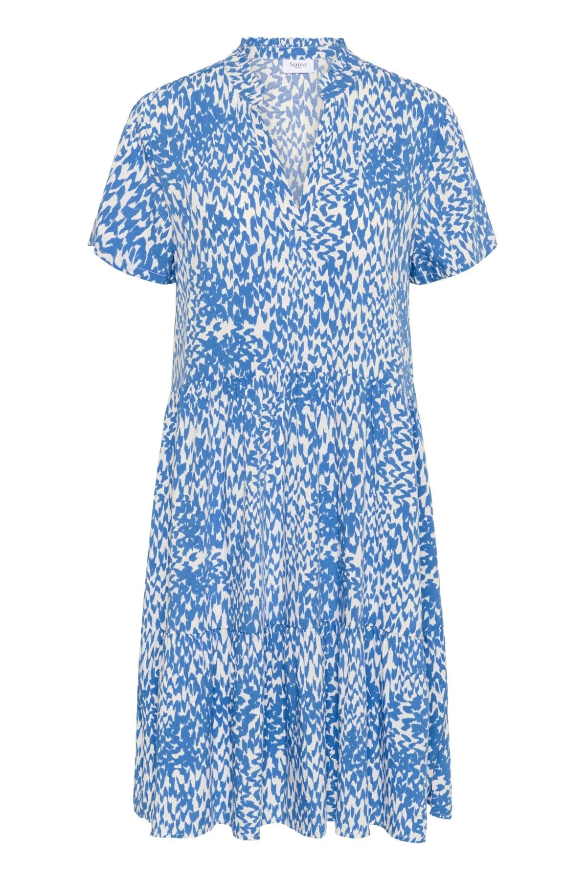 Eda Printed Short Sleeve Dress - Campanula Soft Zigzag