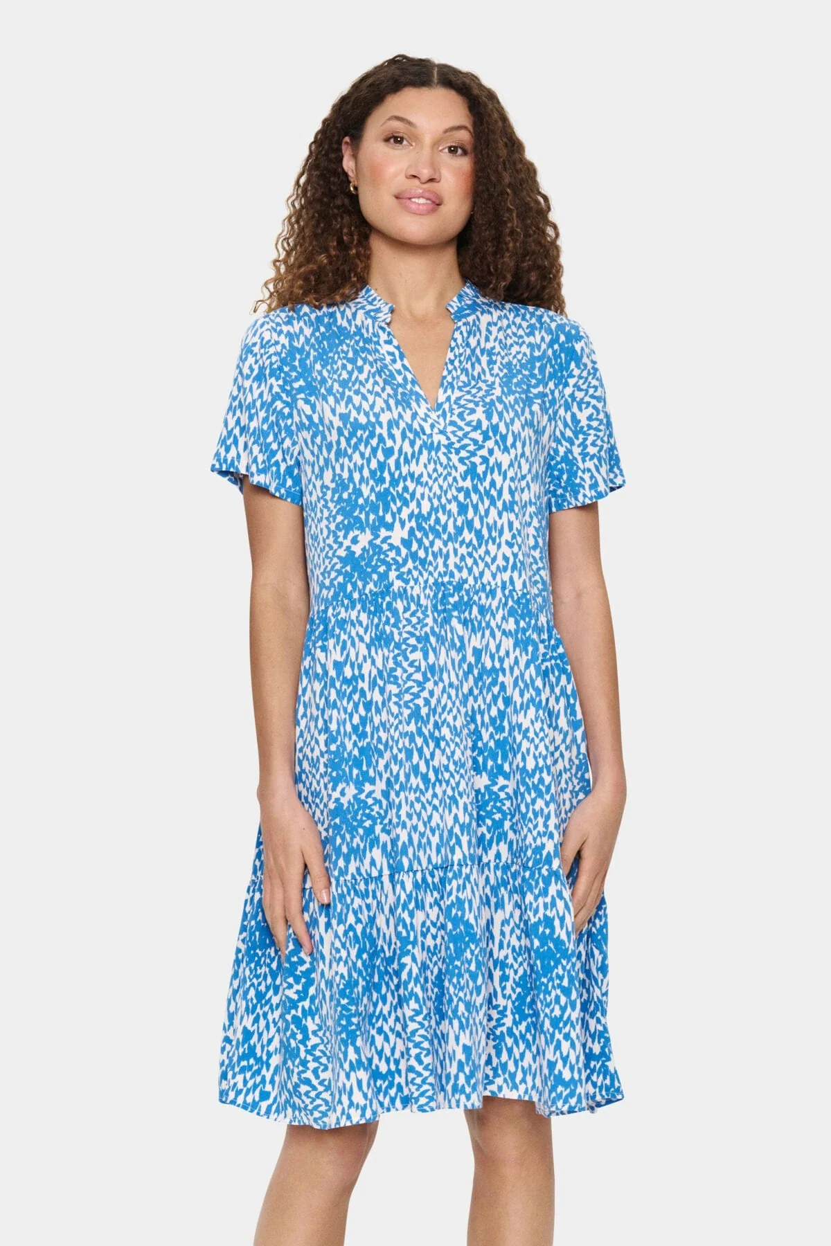 Eda Printed Short Sleeve Dress - Campanula Soft Zigzag - Image 2
