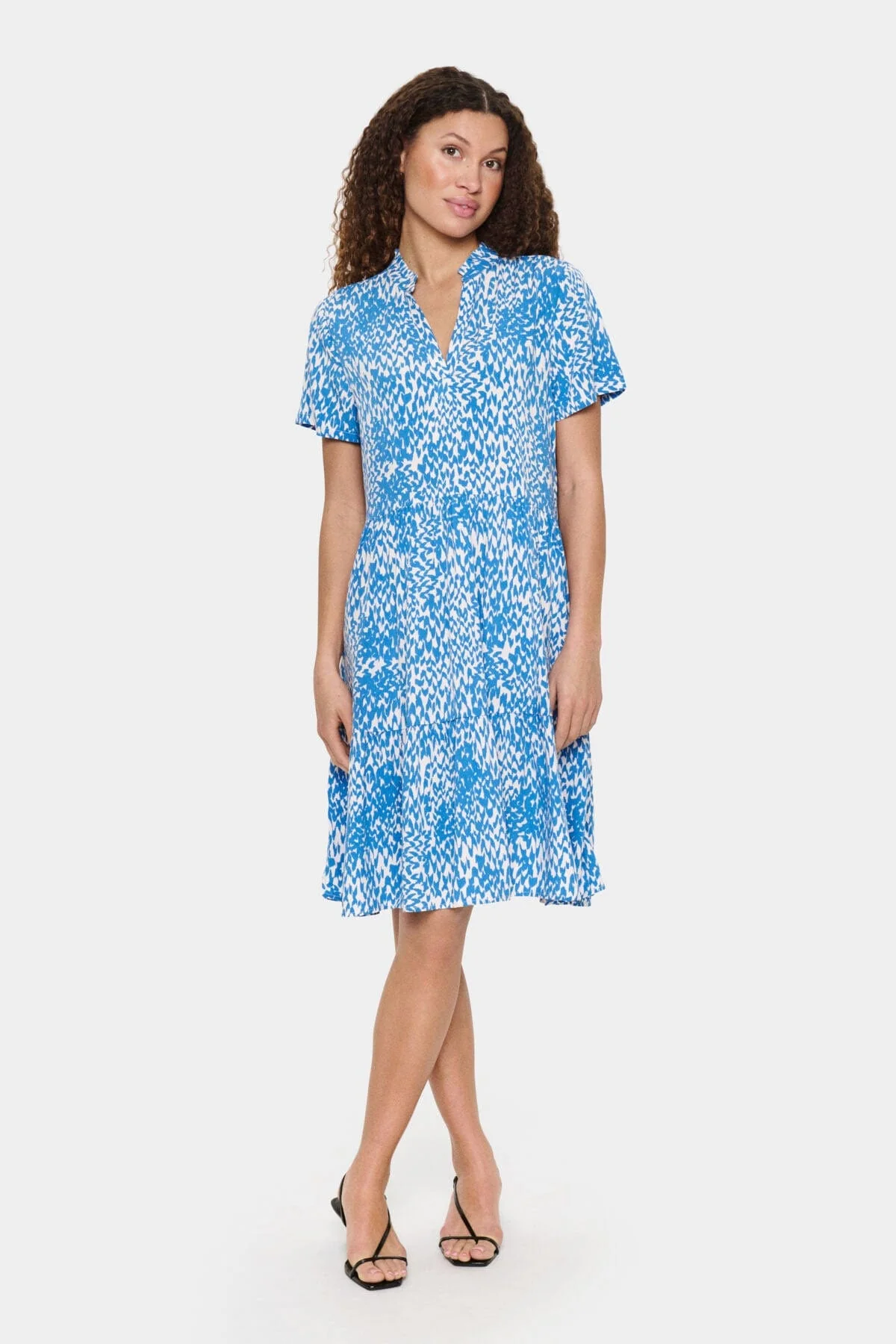 Eda Printed Short Sleeve Dress - Campanula Soft Zigzag - Image 5