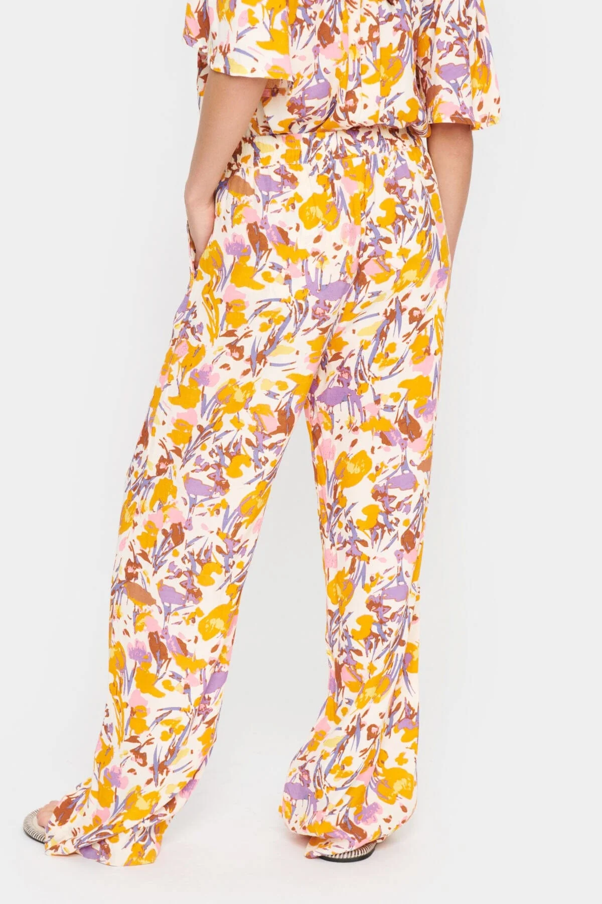 Eiko Elasticated Waist Trousers - Ice Flower Art - Image 8