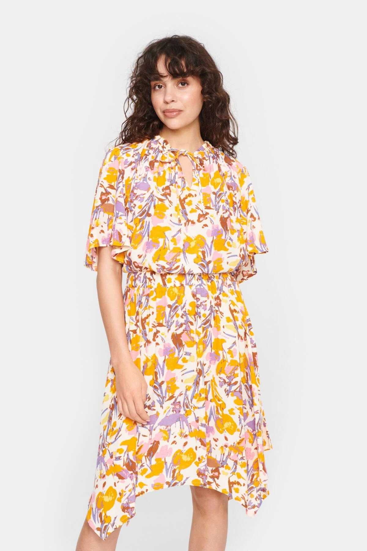 Eiko Short Sleeve Blouse - Ice Flower Art - Image 4