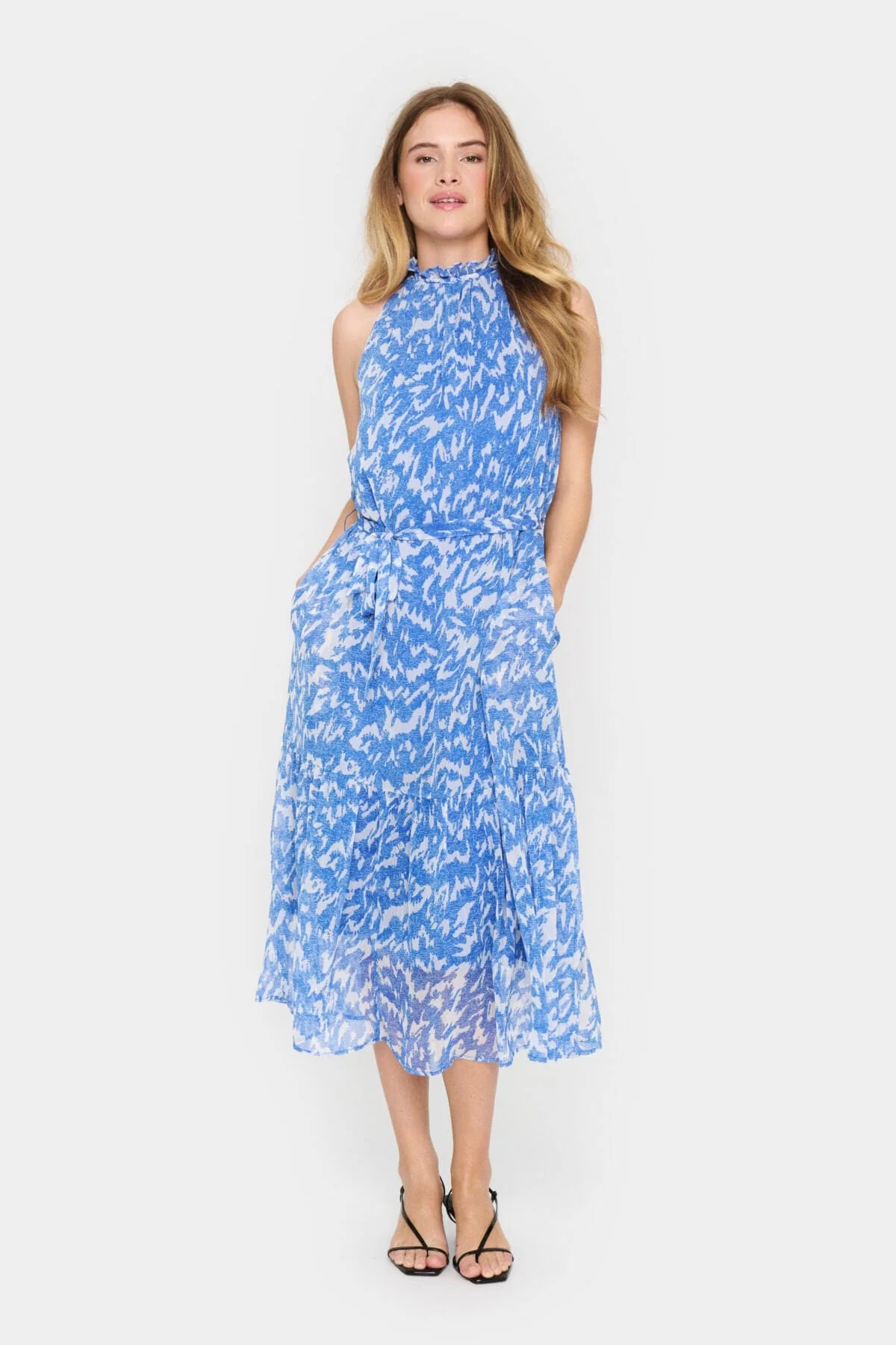 Elfa Halter Neck Dress - Surf Blue Nature Strokes - Image 2
