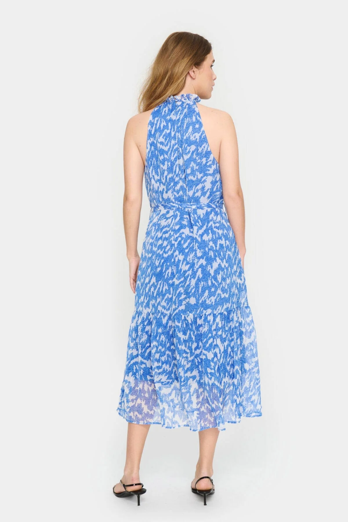 Elfa Halter Neck Dress - Surf Blue Nature Strokes - Image 3