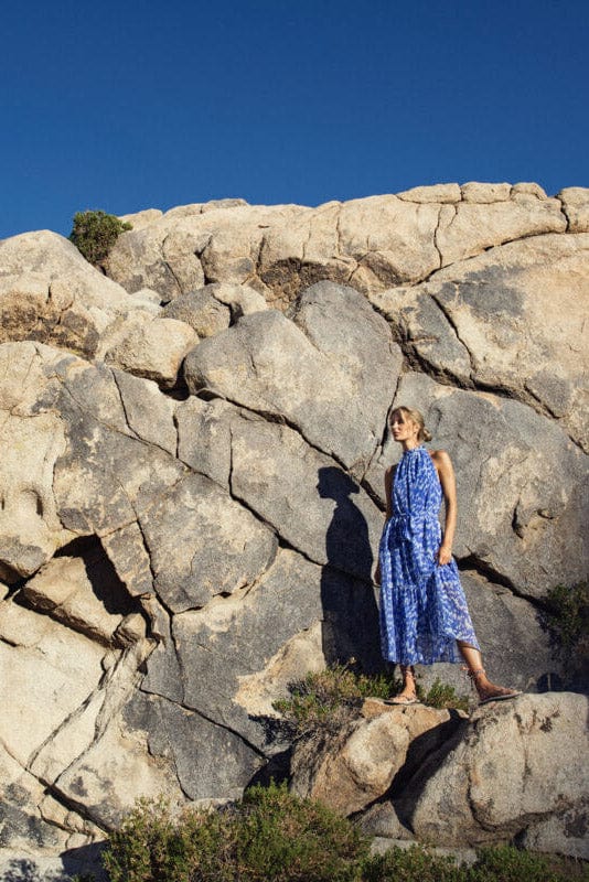 Elfa Halter Neck Dress - Surf Blue Nature Strokes - Image 5