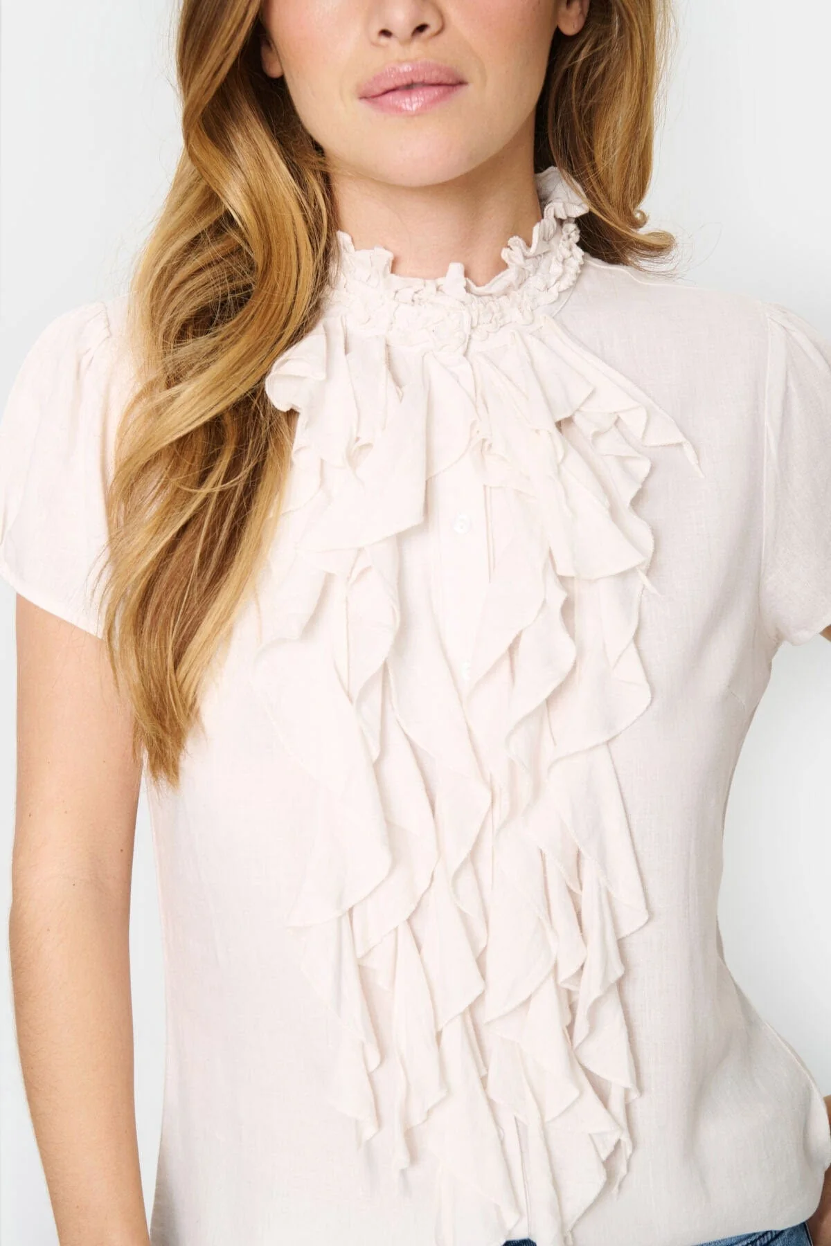 Elli Ruffle Detail Blouse - Ice - Image 2