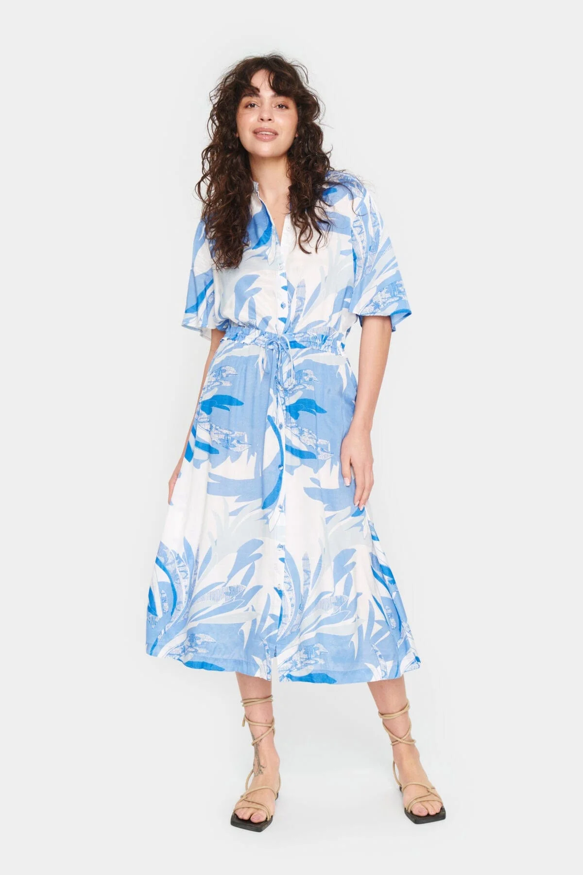 Evette Printed Midi Dress - Provence Summer Leaves - Image 3
