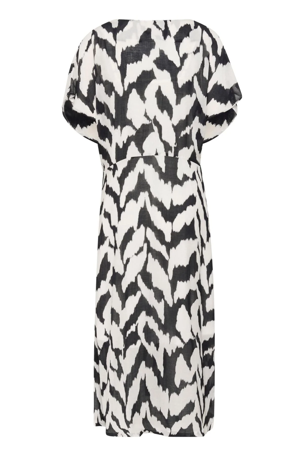 Eya Tie Detail Midi Dress - Black Monochrome Strokes - Image 6