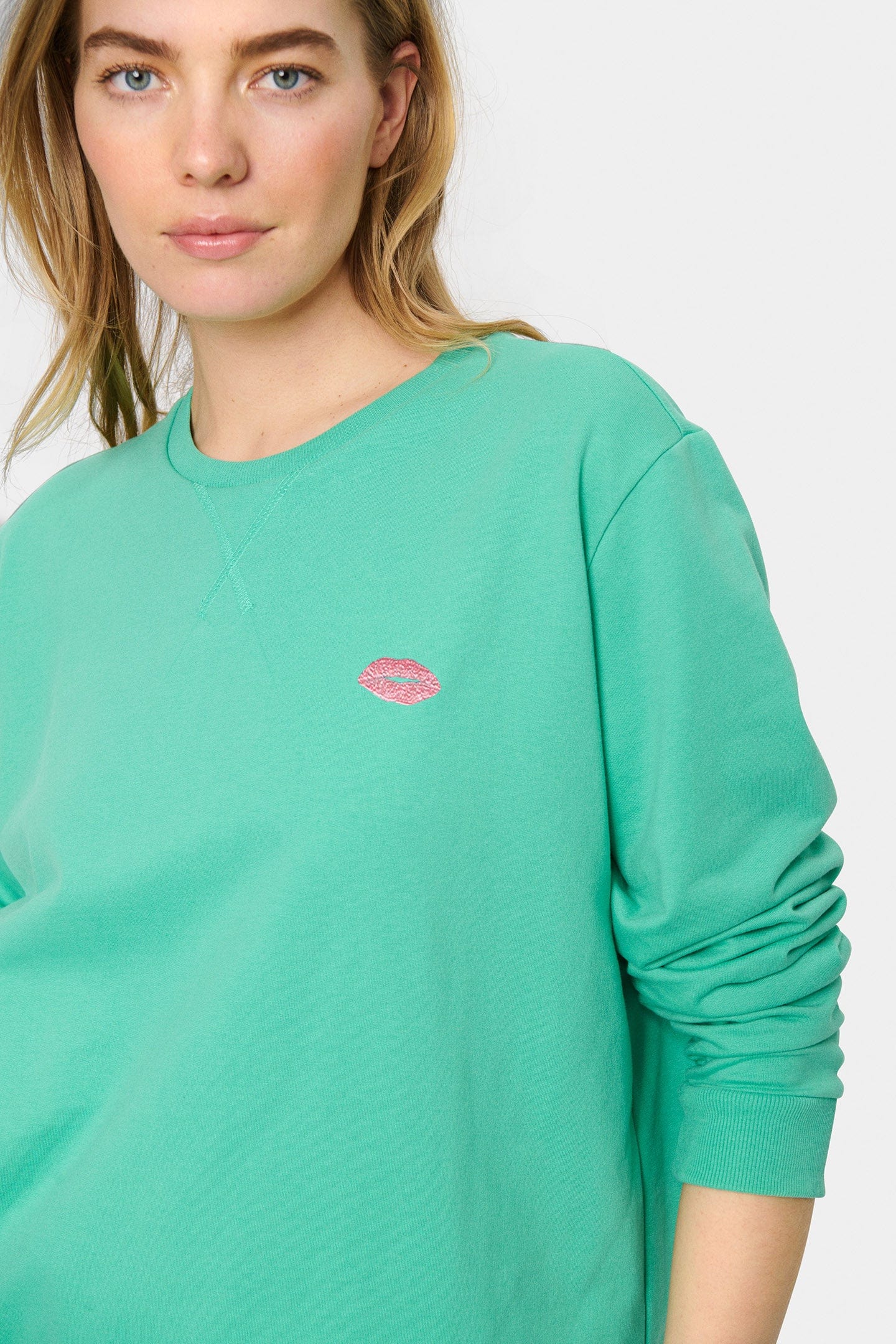 Fanile Embroidered Detail Sweatshirt - Gumdrop Green - Image 2