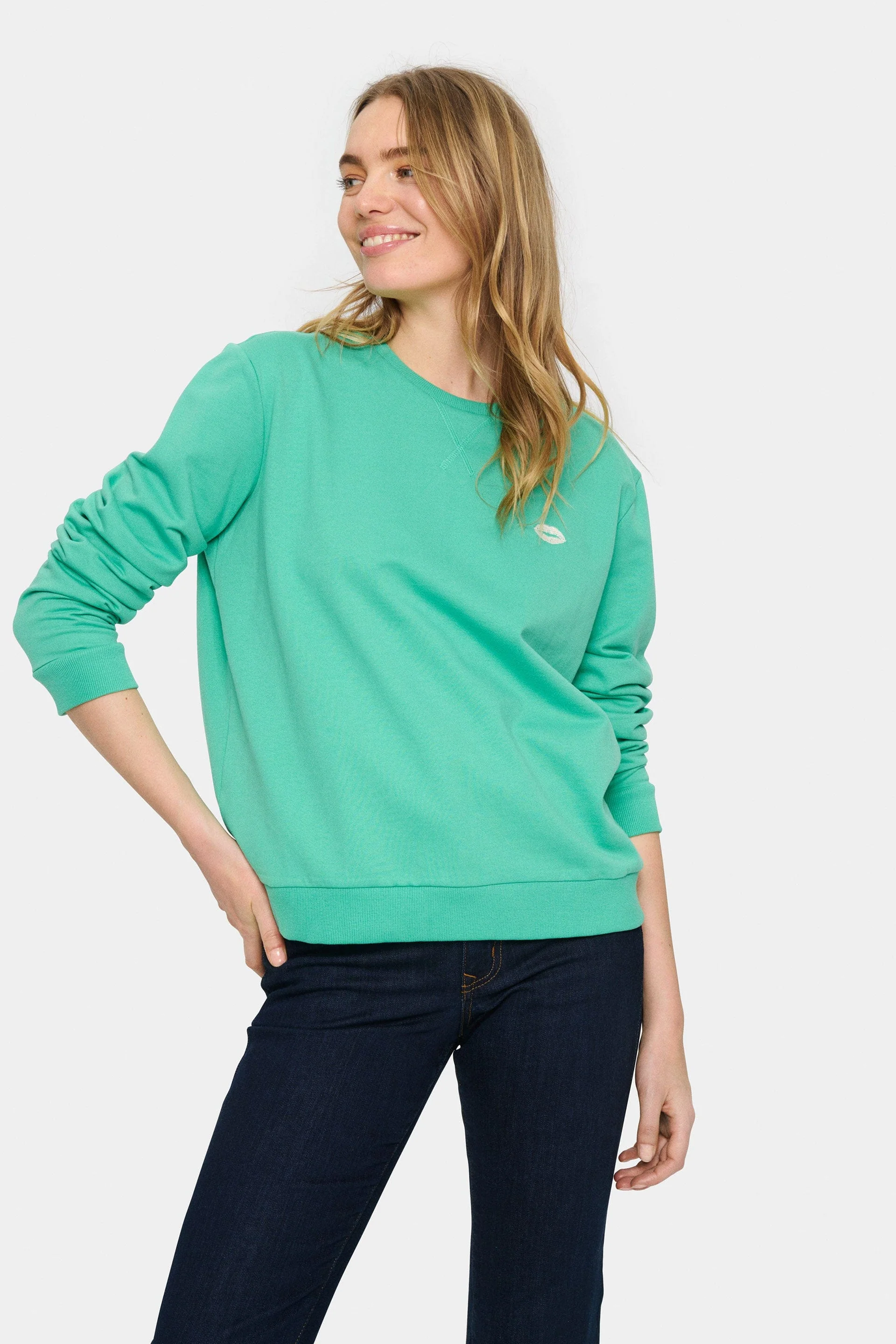 Fanile Embroidered Detail Sweatshirt - Gumdrop Green - Image 3