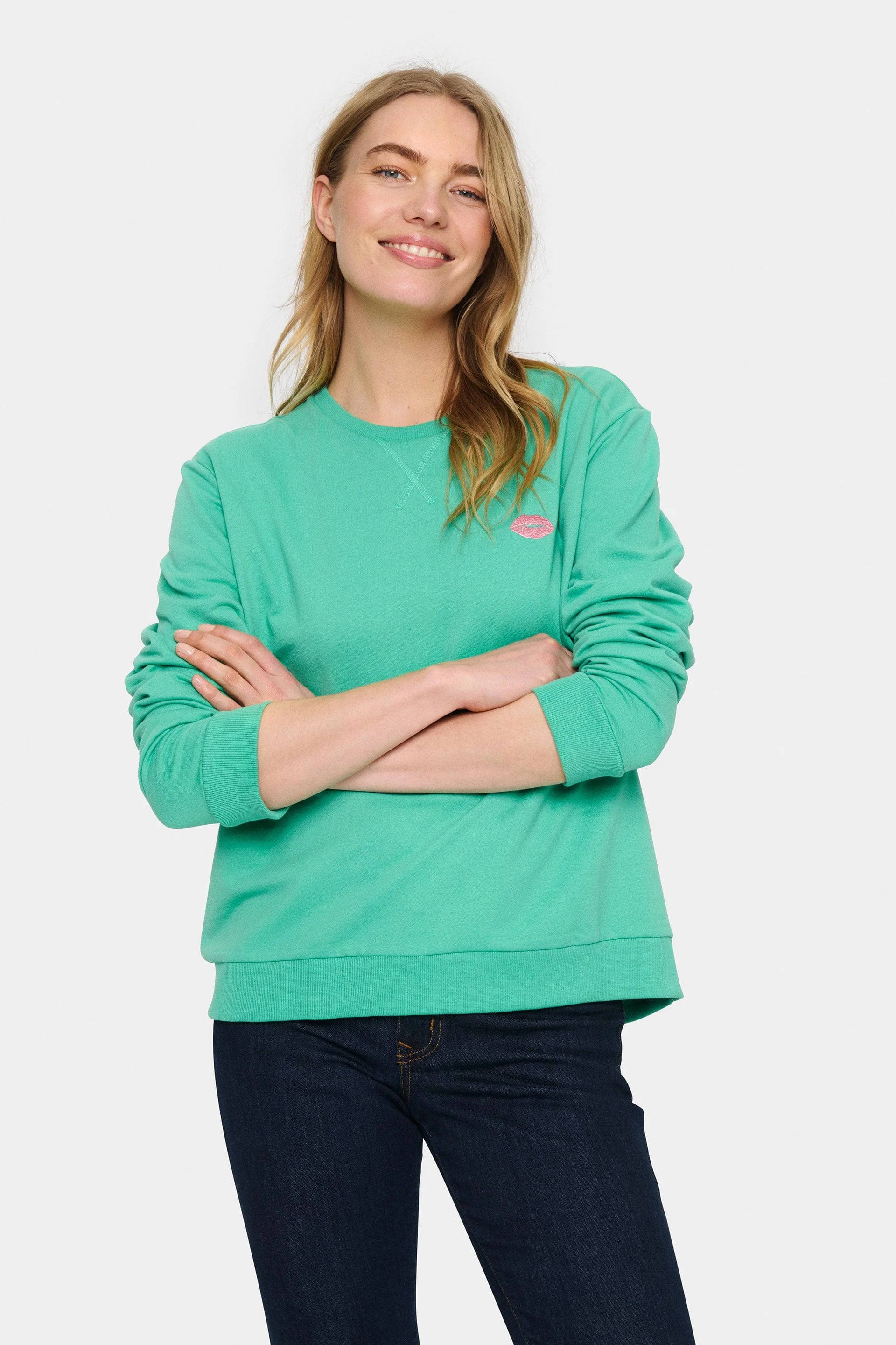 Fanile Embroidered Detail Sweatshirt - Gumdrop Green - Image 5