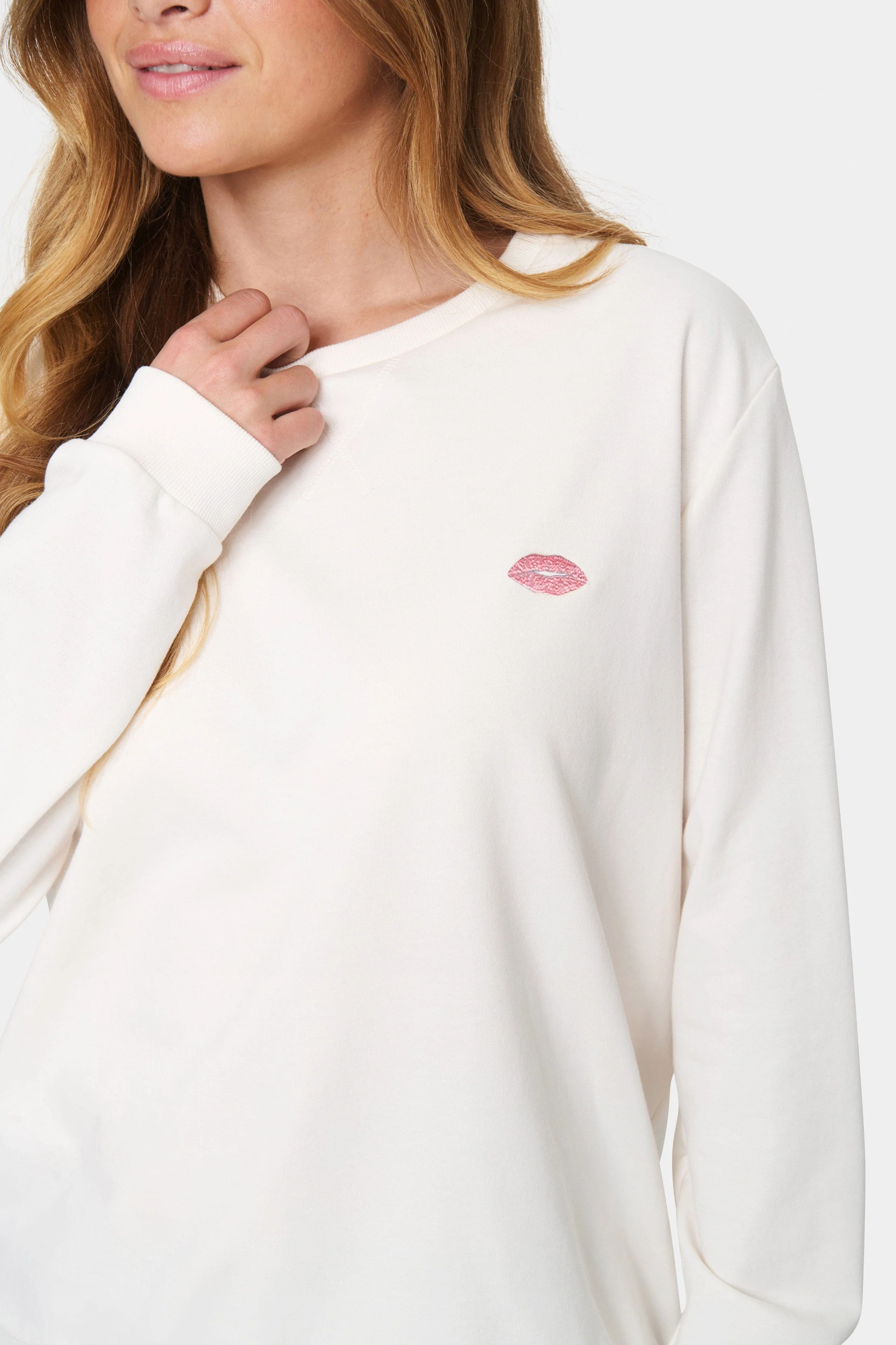 Fanile Embroidered Detail Sweatshirt - Ice - Image 2