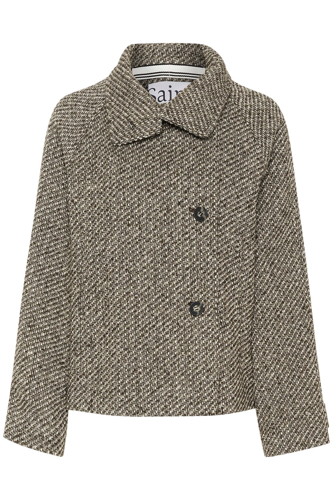 Fawn Textured Short Coat - Mist Grey Melange