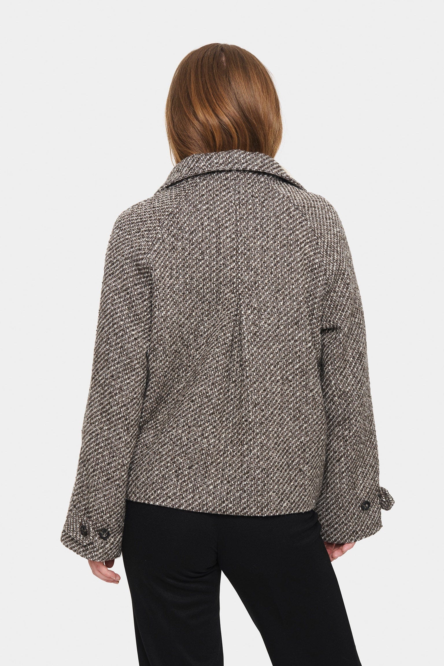Fawn Textured Short Coat - Mist Grey Melange - Image 4