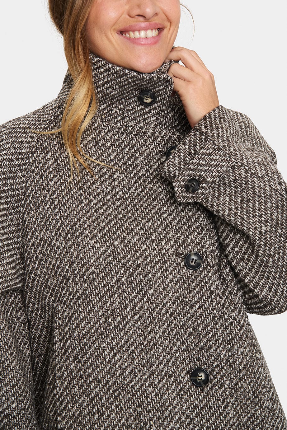 Fawn Textured Short Coat - Mist Grey Melange - Image 6
