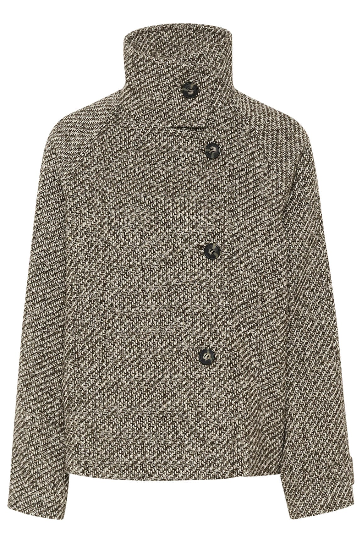 Fawn Textured Short Coat - Mist Grey Melange - Image 9