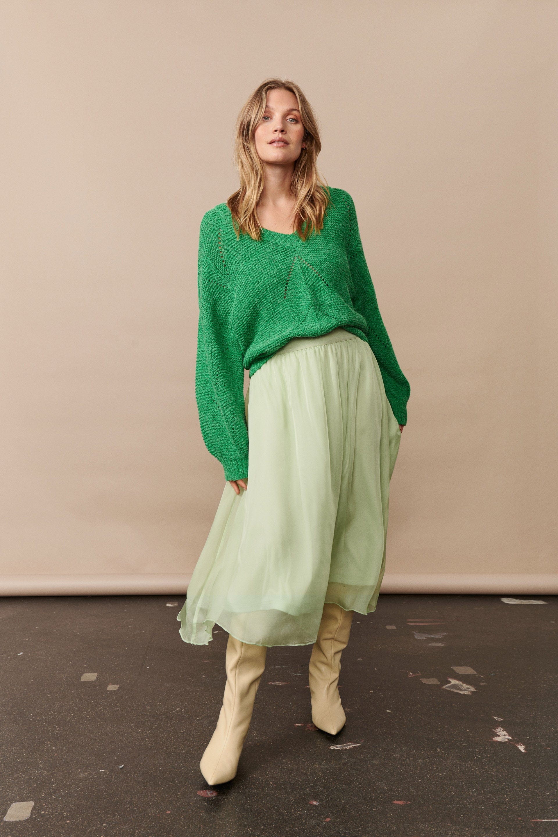 Felia Relaxed Fit Jumper - Gumdrop Green Melange - Image 2