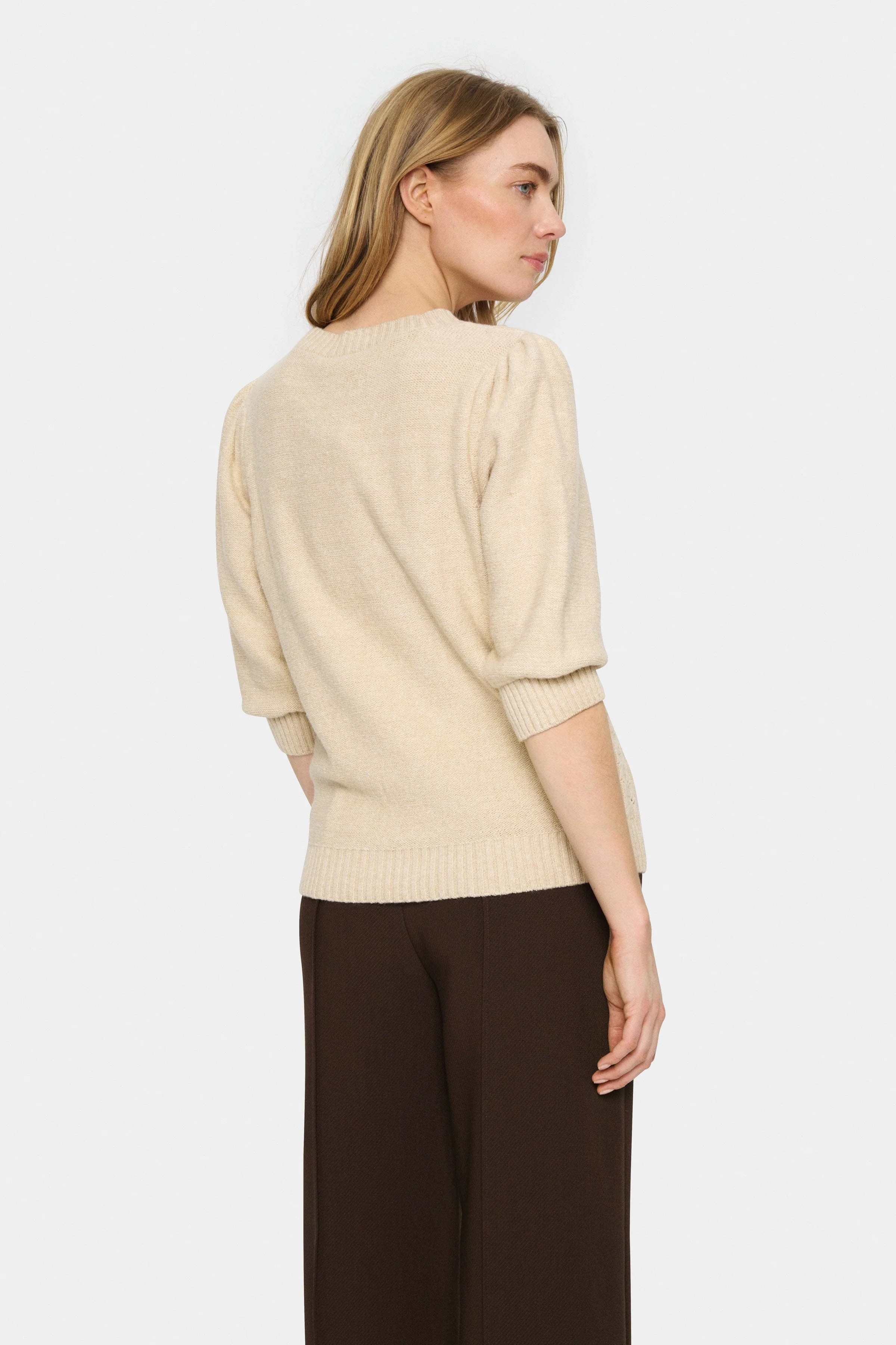 Felli Half Sleeve Knit Jumper - Creme - Image 3