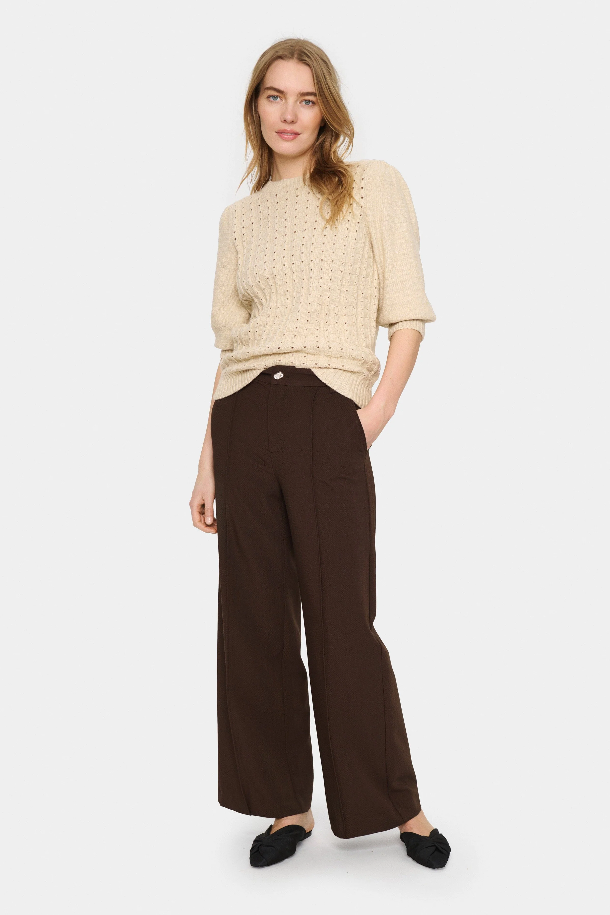 Felli Half Sleeve Knit Jumper - Creme - Image 4