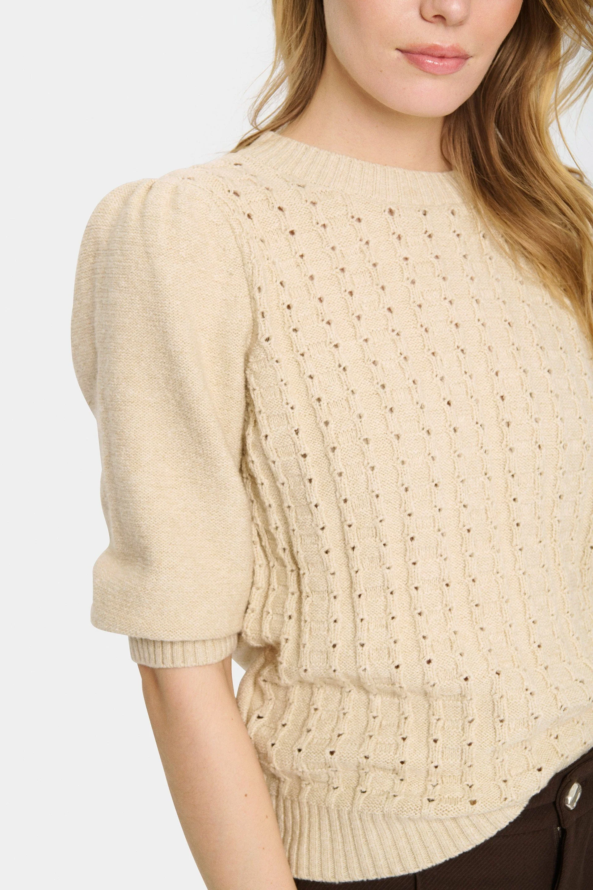 Felli Half Sleeve Knit Jumper - Creme - Image 5