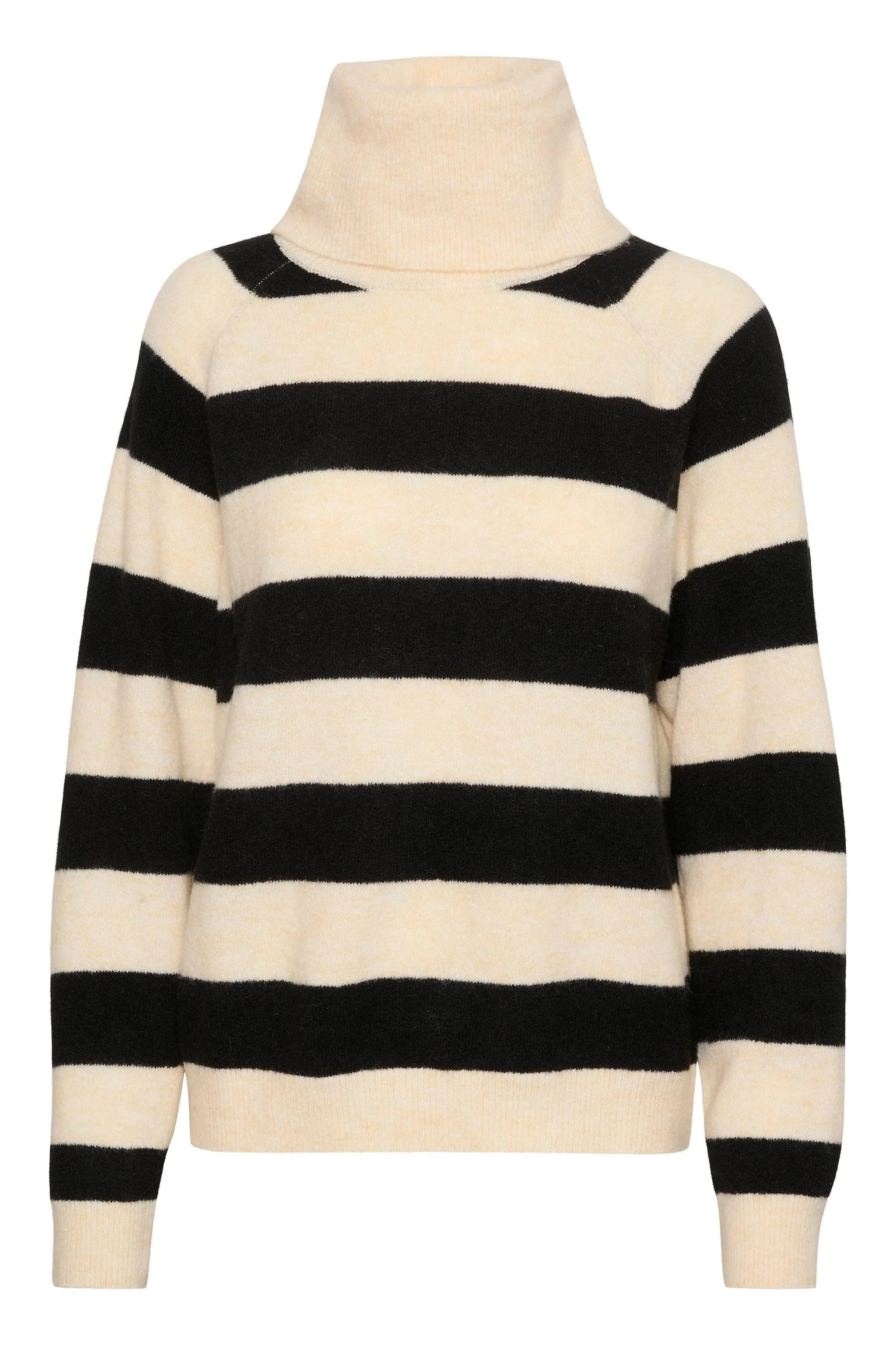 Garbie Rollneck Jumper - Ice Black Stripe