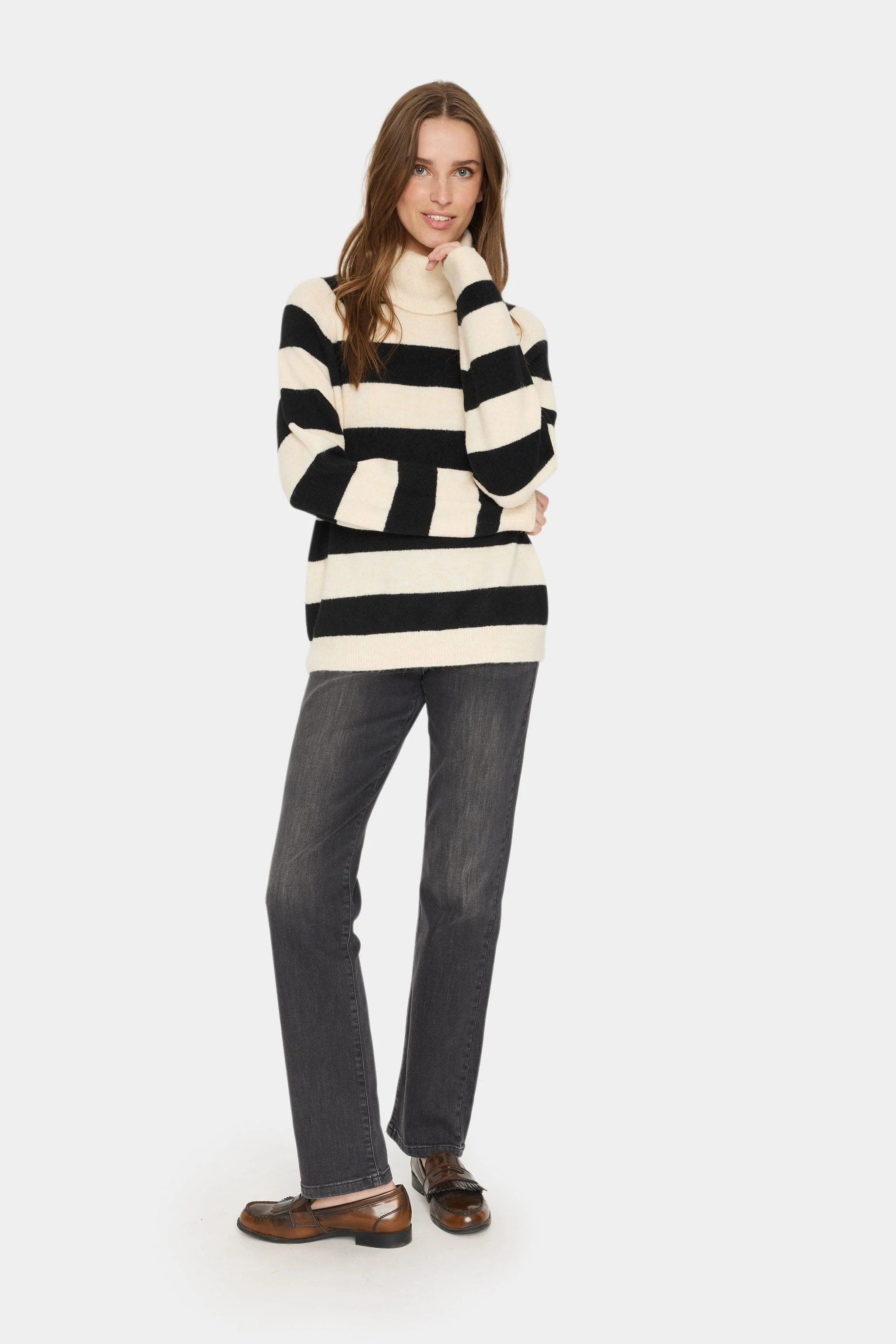 Garbie Rollneck Jumper - Ice Black Stripe - Image 5