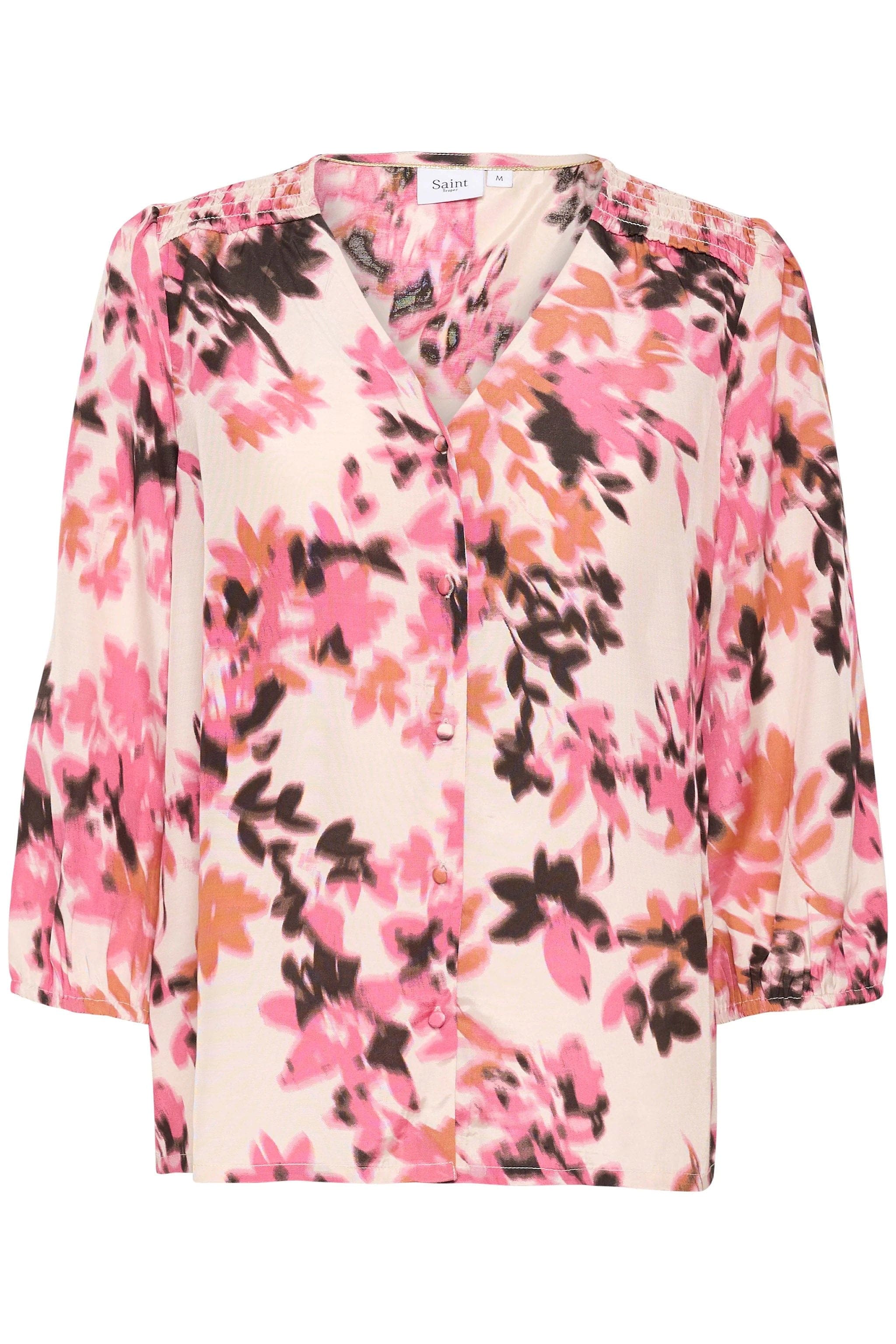 Gracy Printed Blouse - Gray Chateau Blooms