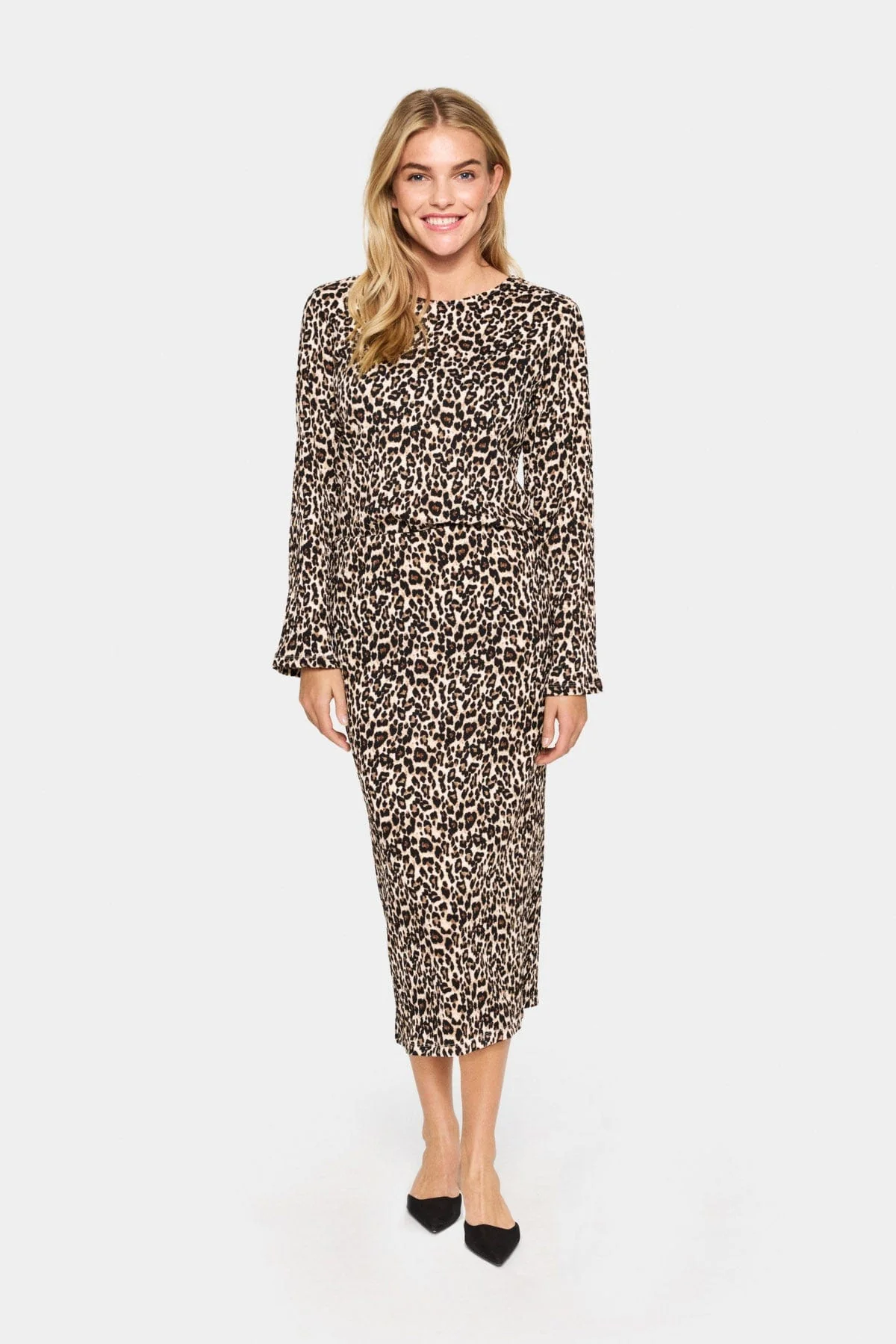 Ilyssa Stretch Waist Midi Skirt - Black Reg Leo - Image 4