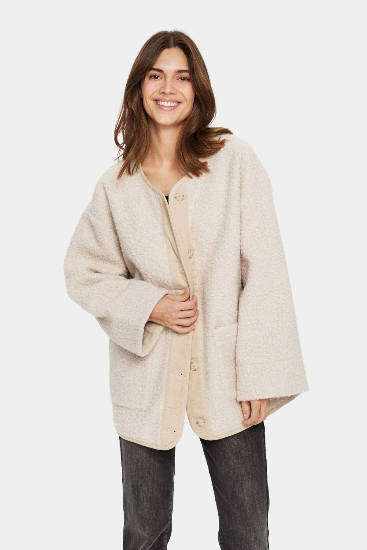 Inley Boucle Style Jacket - Feather Gray - Image 5