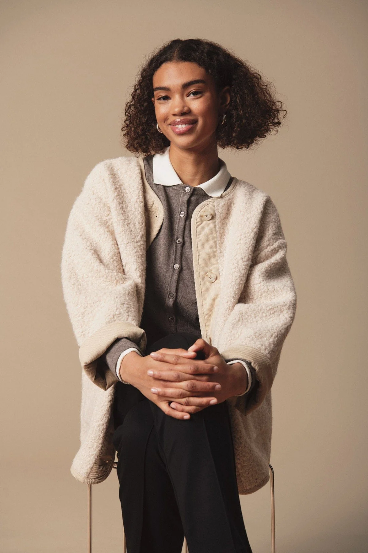 Inley Boucle Style Jacket - Feather Gray - Image 8
