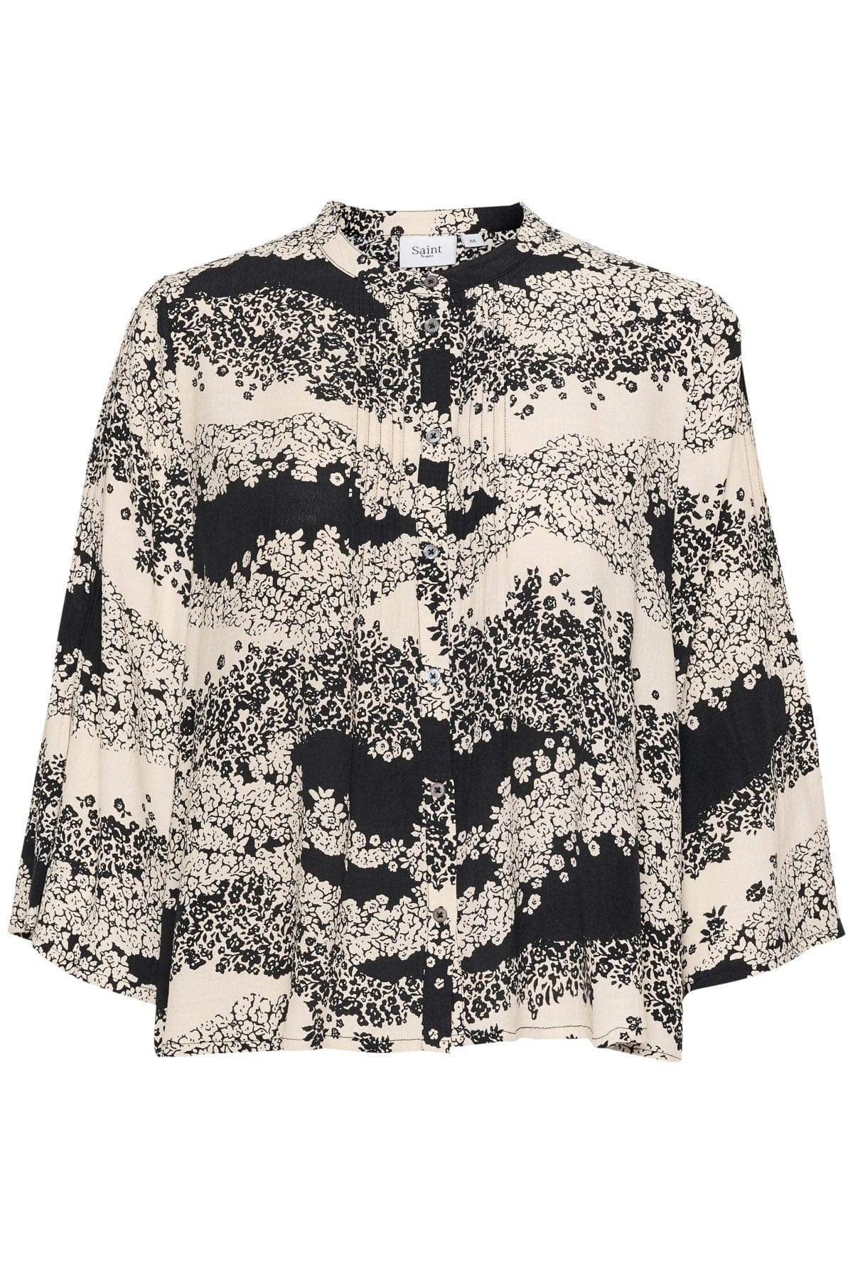 Iselin Printed Shirt - Black Wavy Flowers