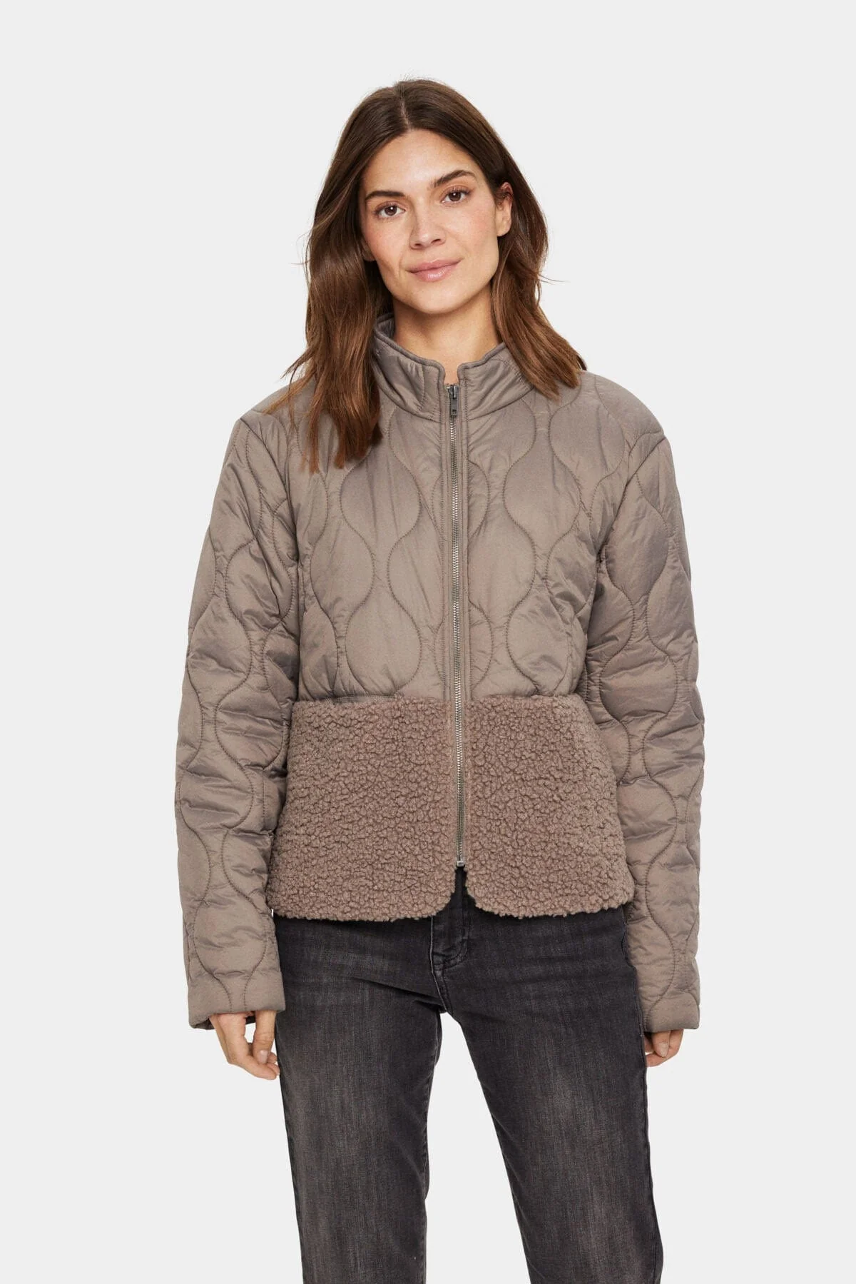 Isodora Quilted Teddy Jacket - Cinder - Image 2