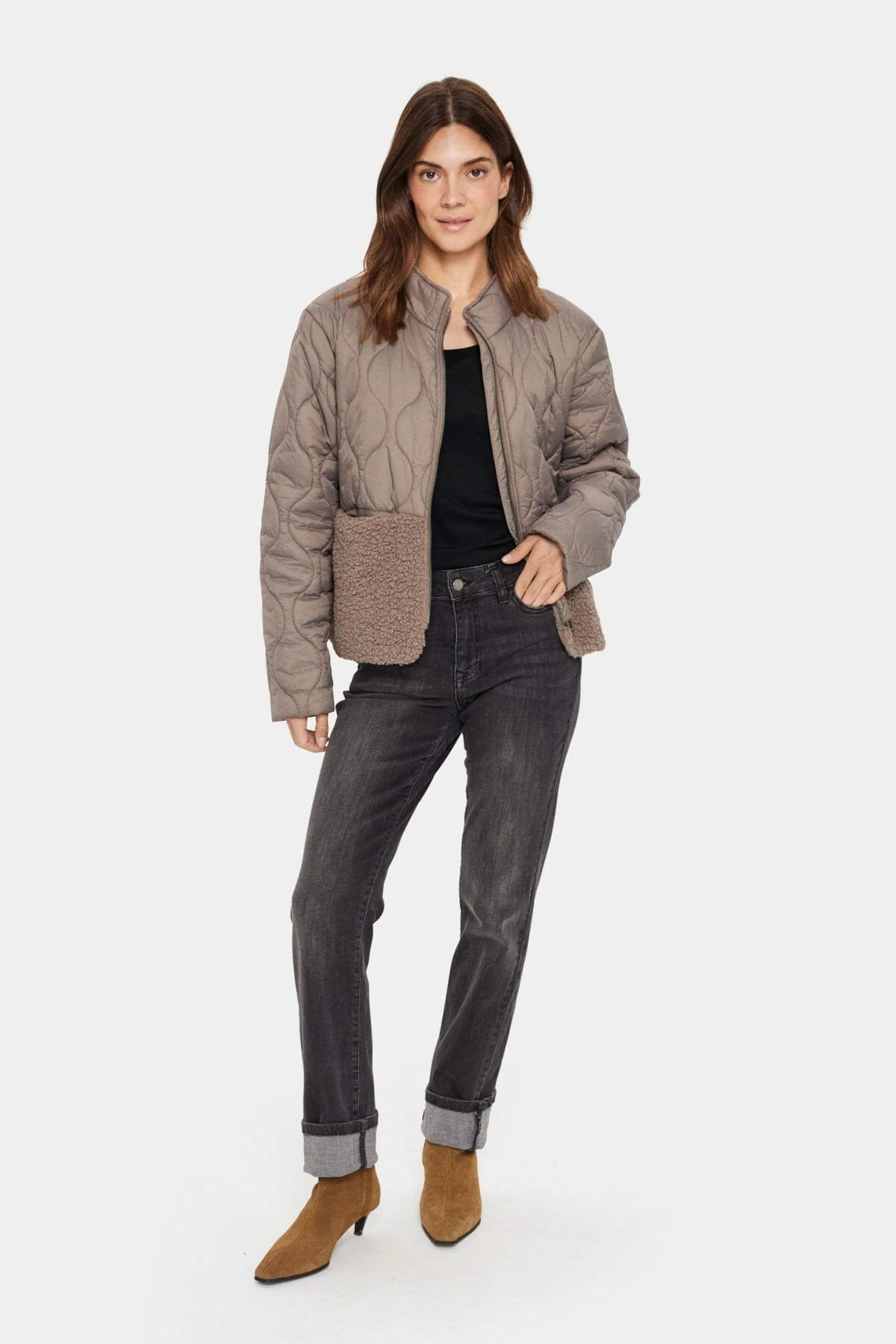 Isodora Quilted Teddy Jacket - Cinder - Image 4