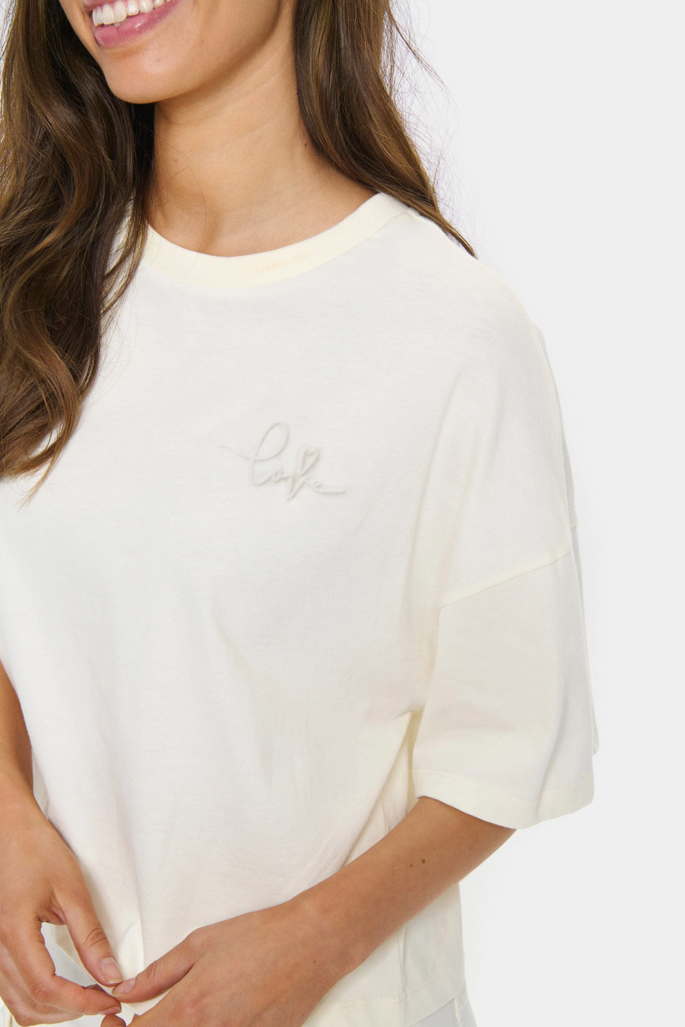 Jalinu 'Love' Slogan T-Shirt - Ice - Image 3