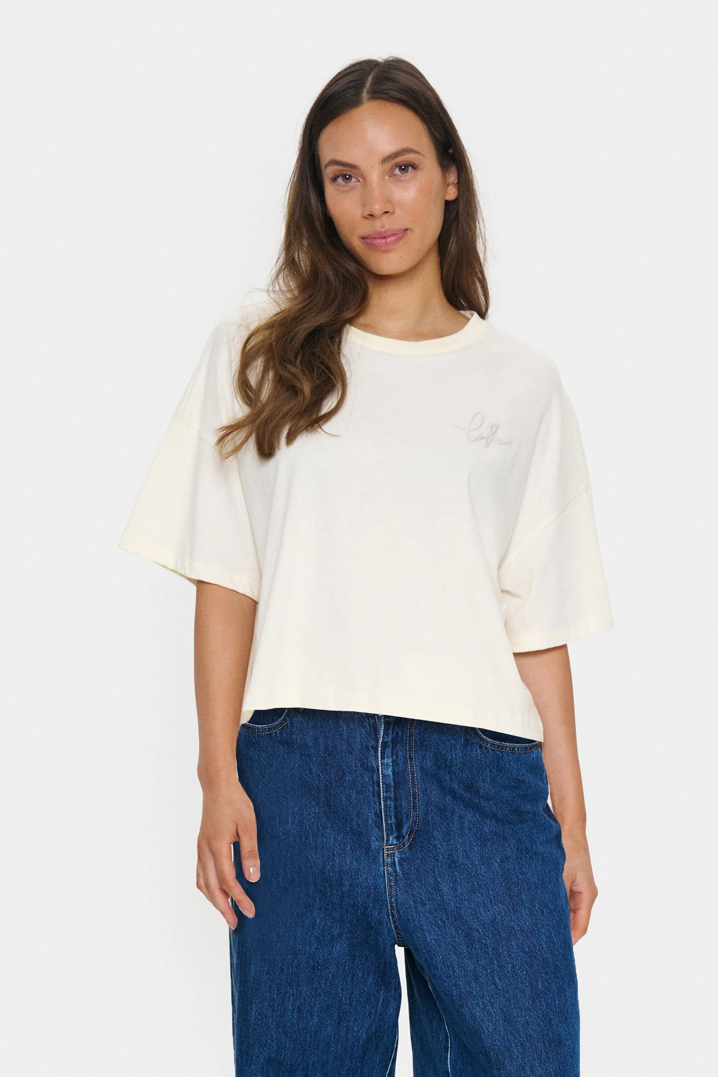 Jalinu 'Love' Slogan T-Shirt - Ice - Image 4