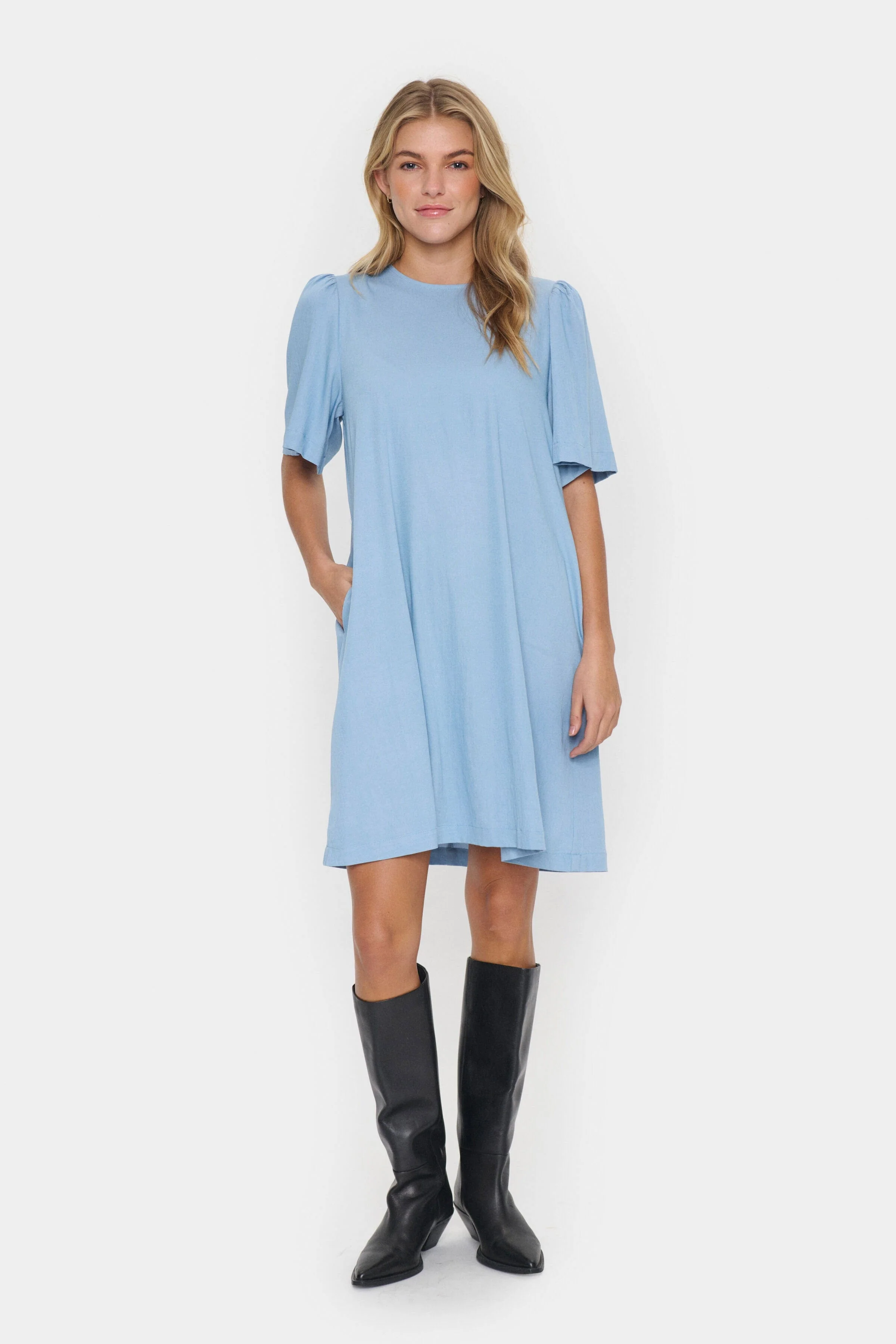 Jarlien Flutter Sleeve Dress - Airy Blue - Image 5