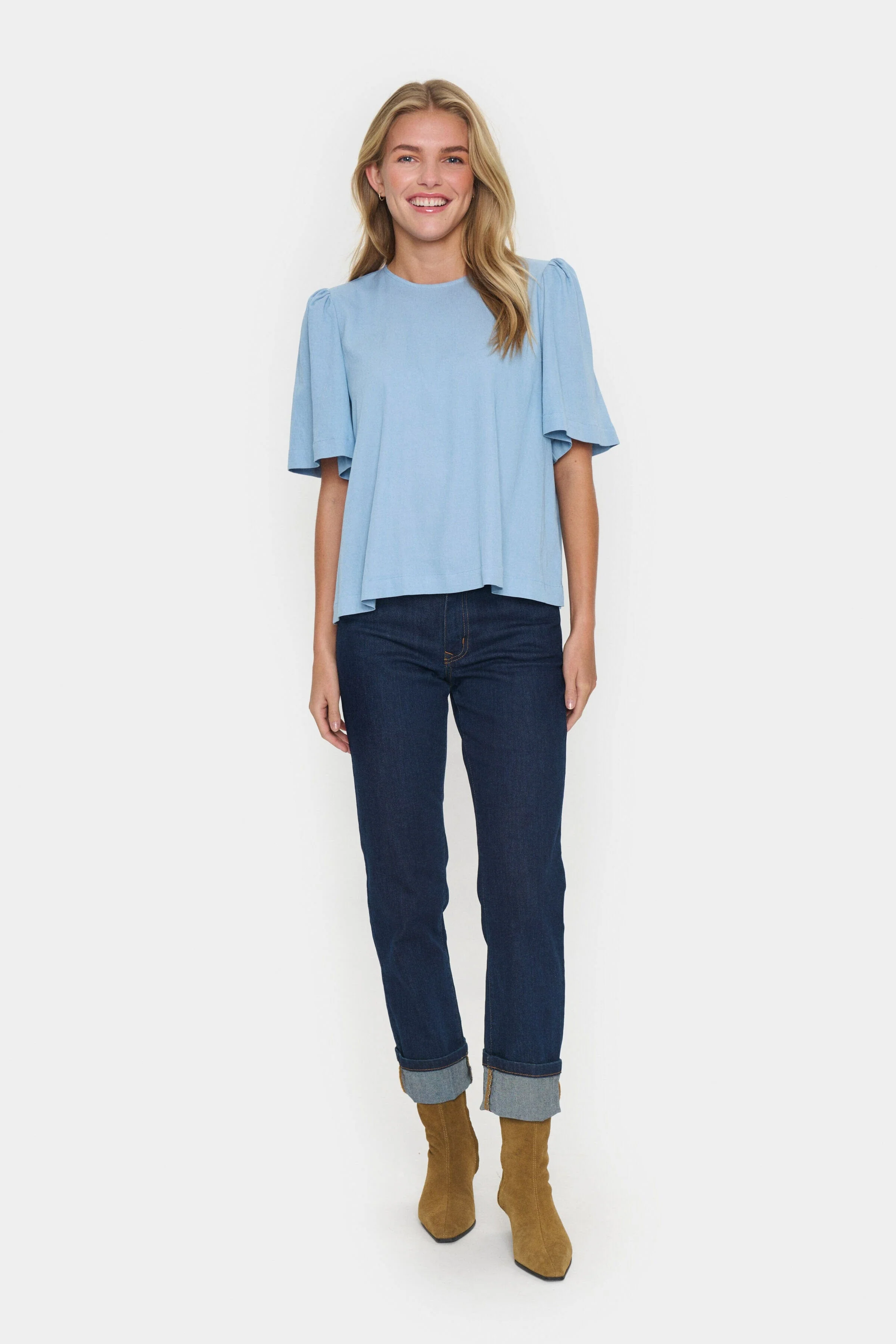 Jarlien Flutter Sleeve Top - Airy Blue - Image 5